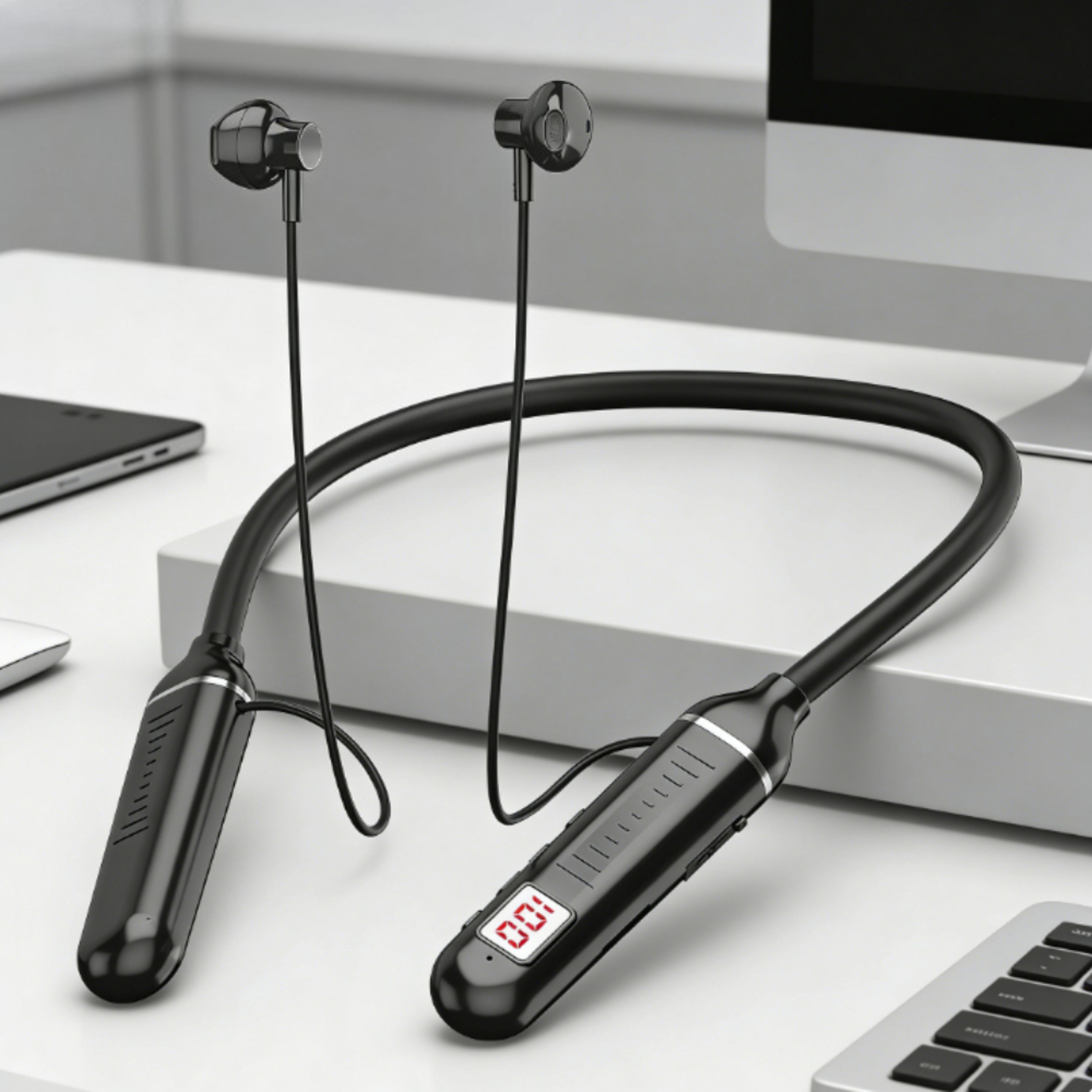 HiFi Bluetooth Neckband Headphones with LED Power Display – view 1
