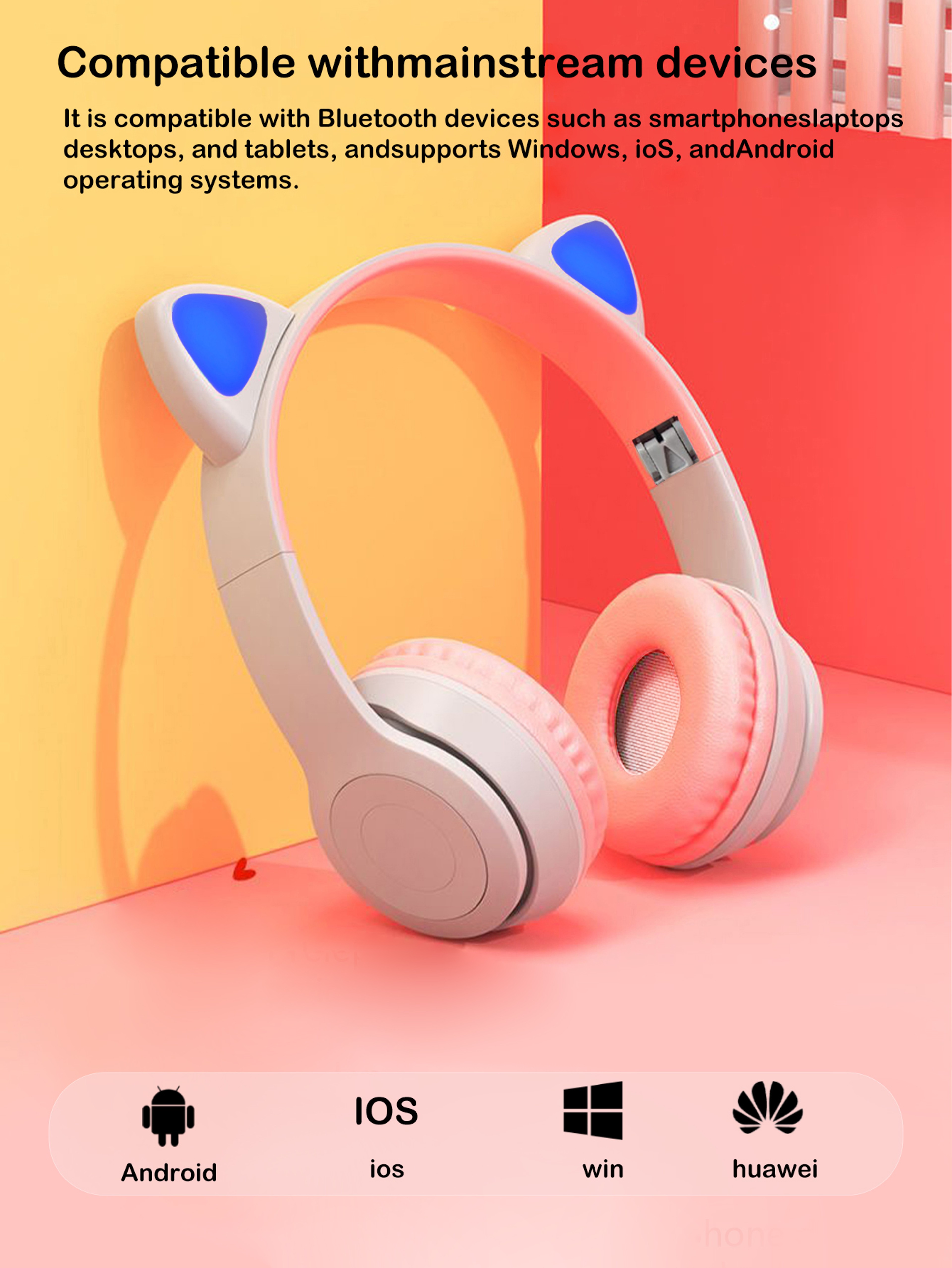 Foldable Cat Ear Headphones with LED Lights for Music Calls and Everyday Fun – view 4