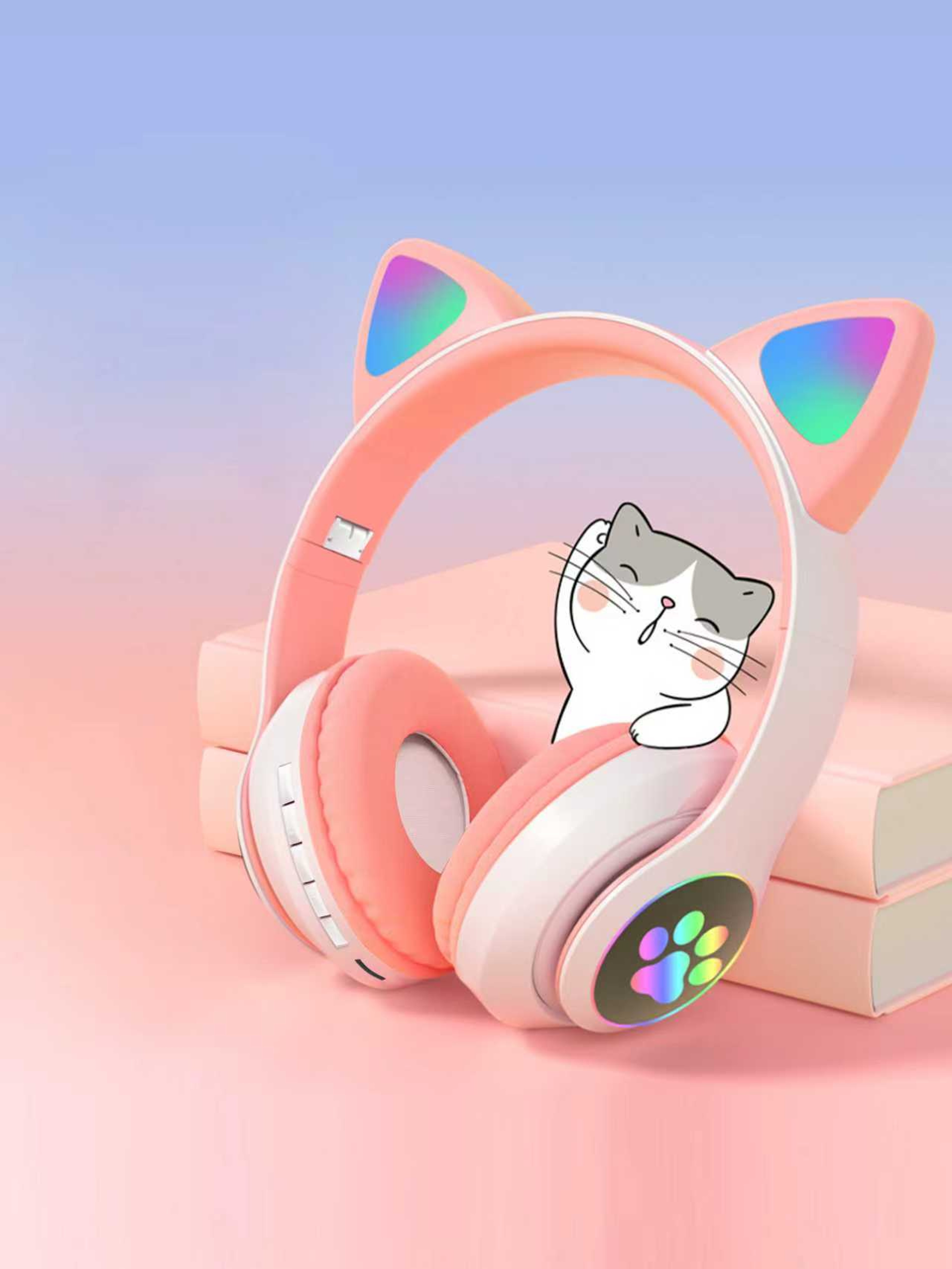 LED Bluetooth Cat Ear Headphones With Glowing Lights Wireless Cat Ear Headset For Kids  Teens 1