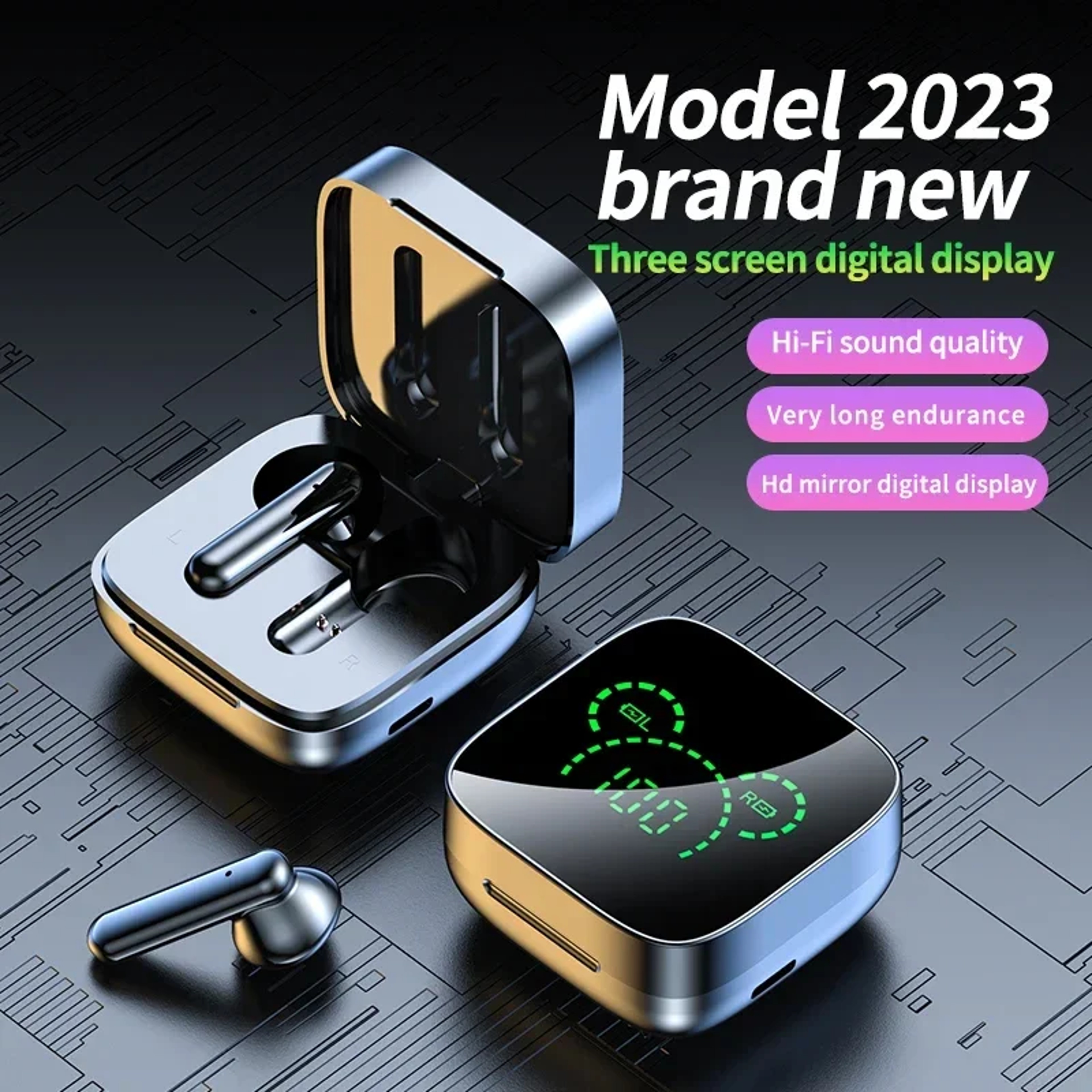 Premium Wireless Bluetooth Earbuds with Touch Control and LED Display – view 3