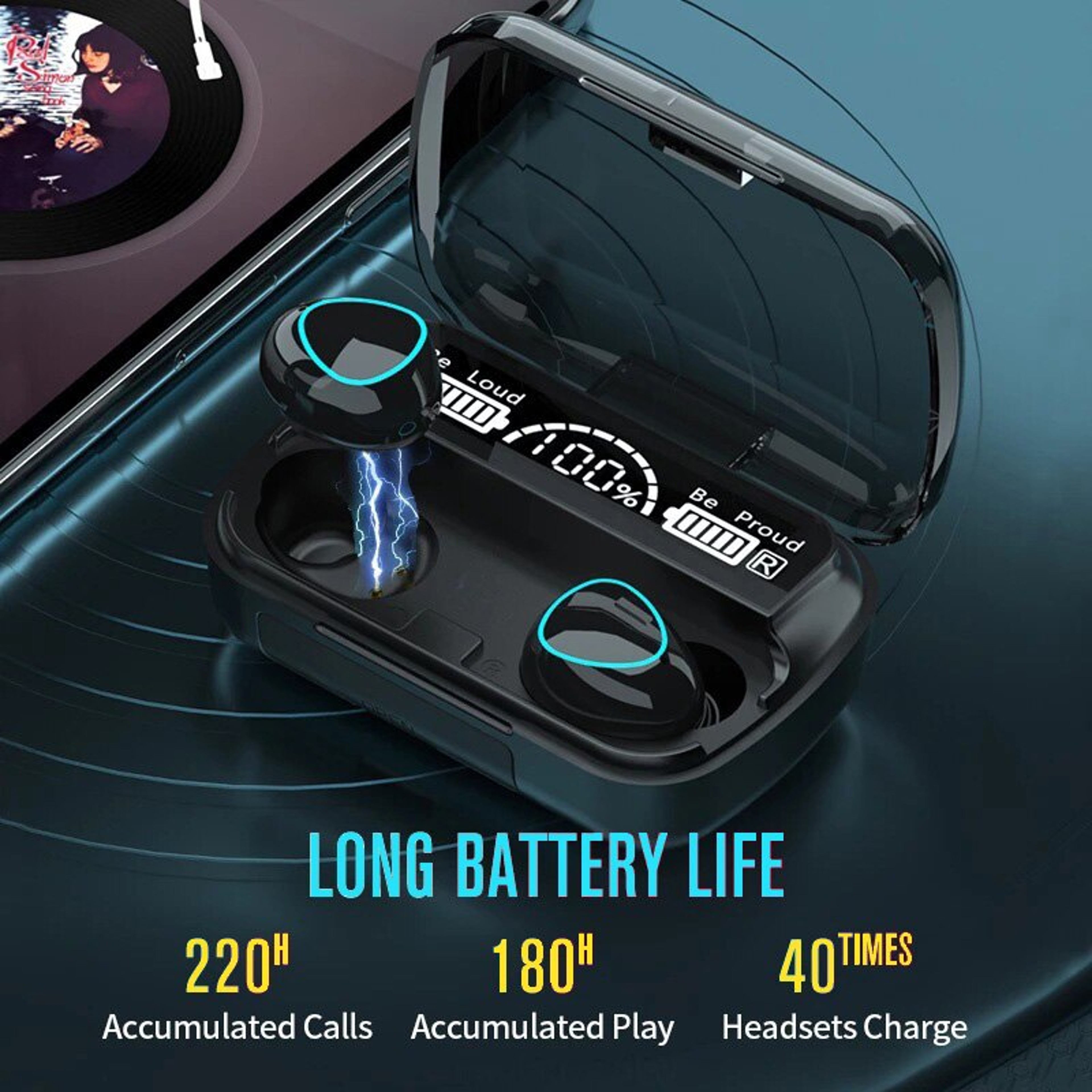 True Wireless Bluetooth Earphones with Mic and Charging Case – view 3