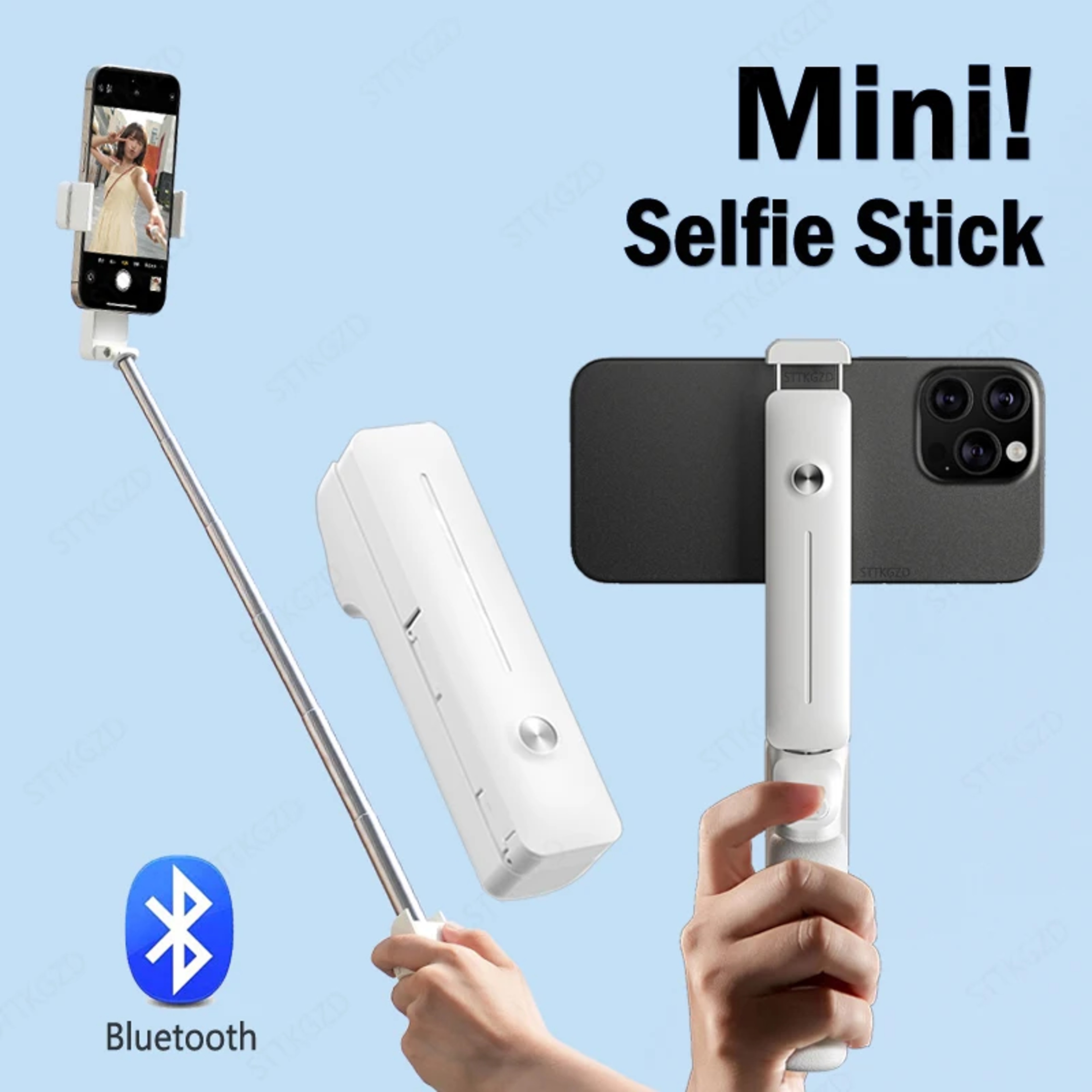 Portable Bluetooth Selfie Stick with Wireless Remote and Phone Tripod Holder – view 1