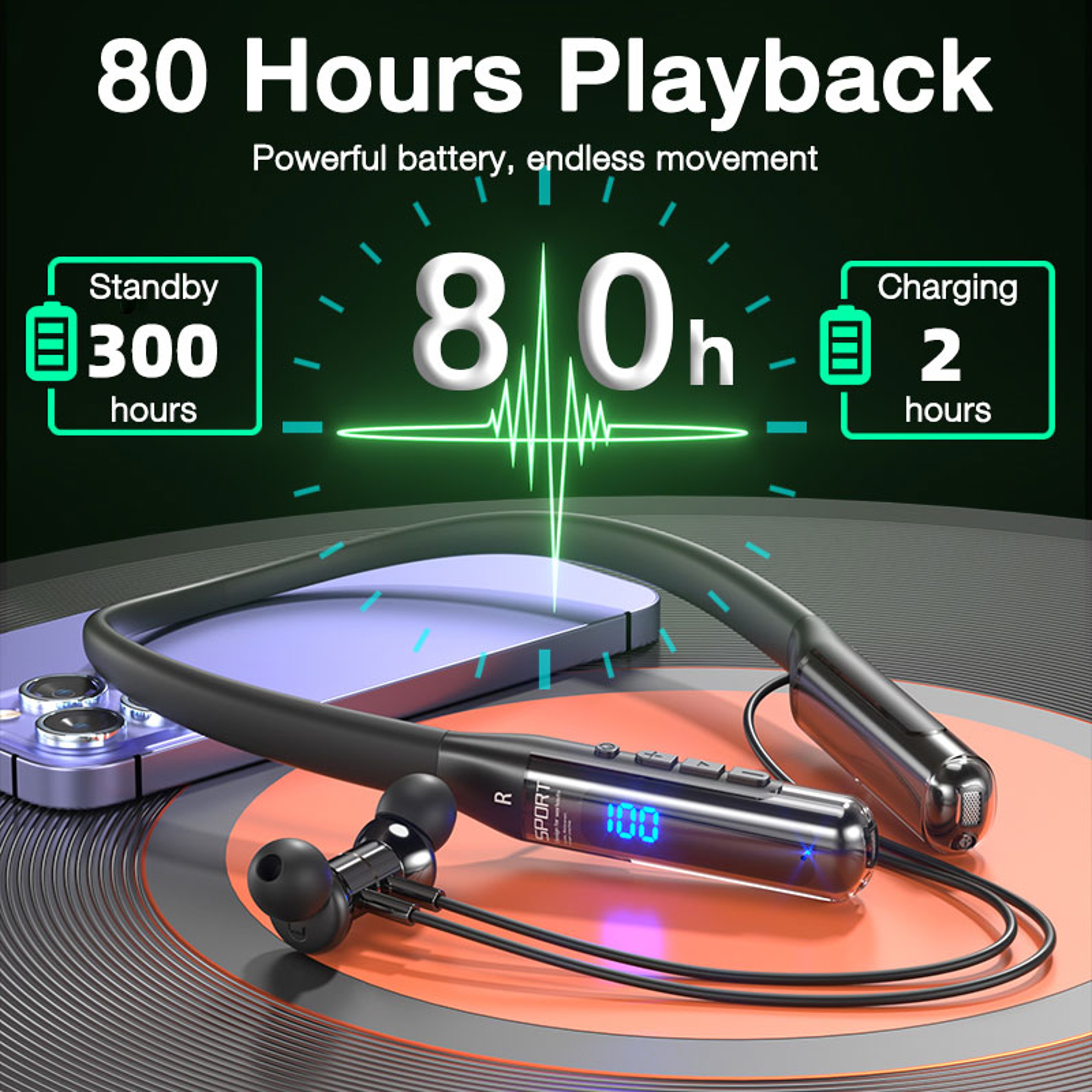 Endurance Pro Wireless Bluetooth Neckband Earphones With Mic Long Battery Life  Deep Bass Stereo 1