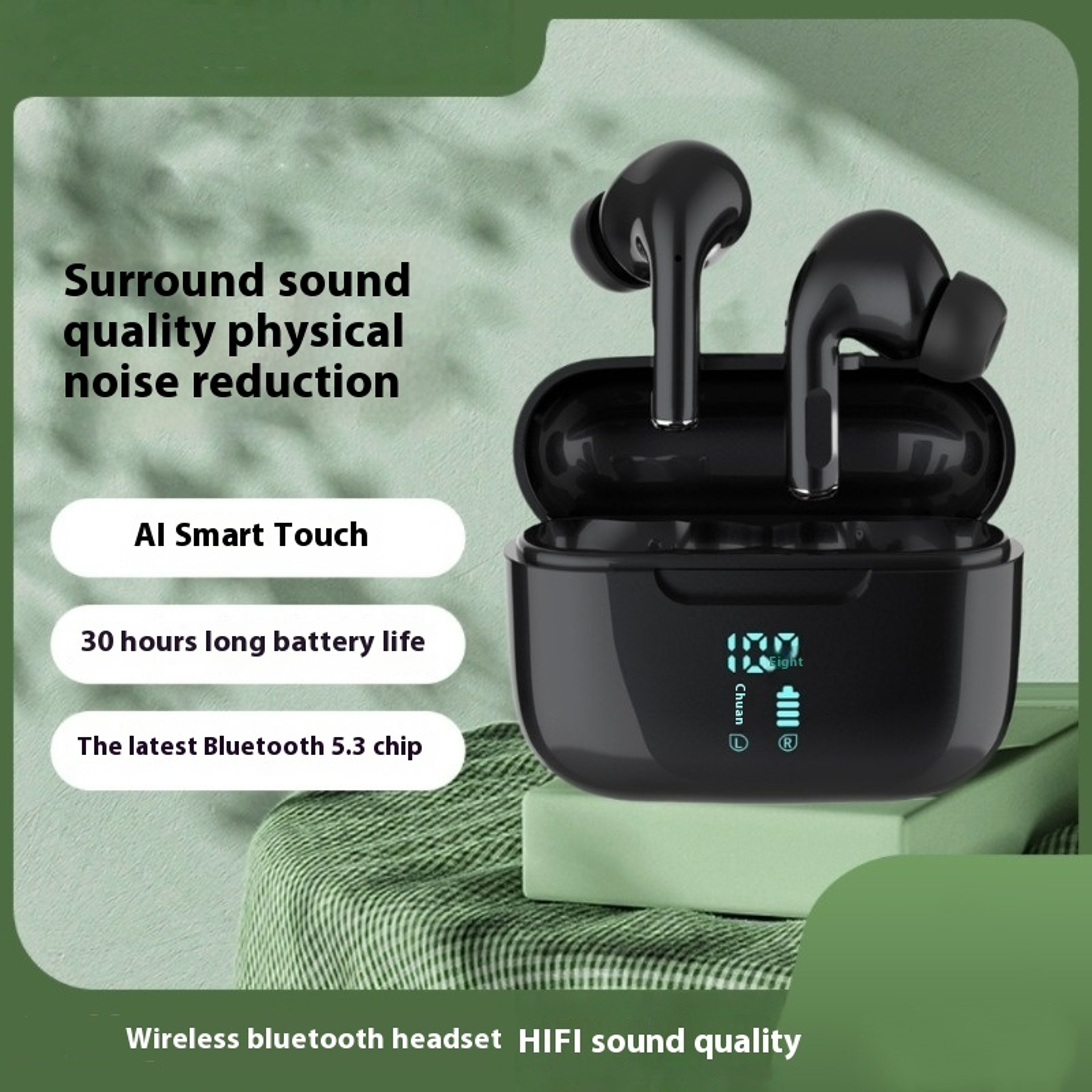 Wireless Bluetooth Earbuds With ENC Noise Reduction And Power Display 0