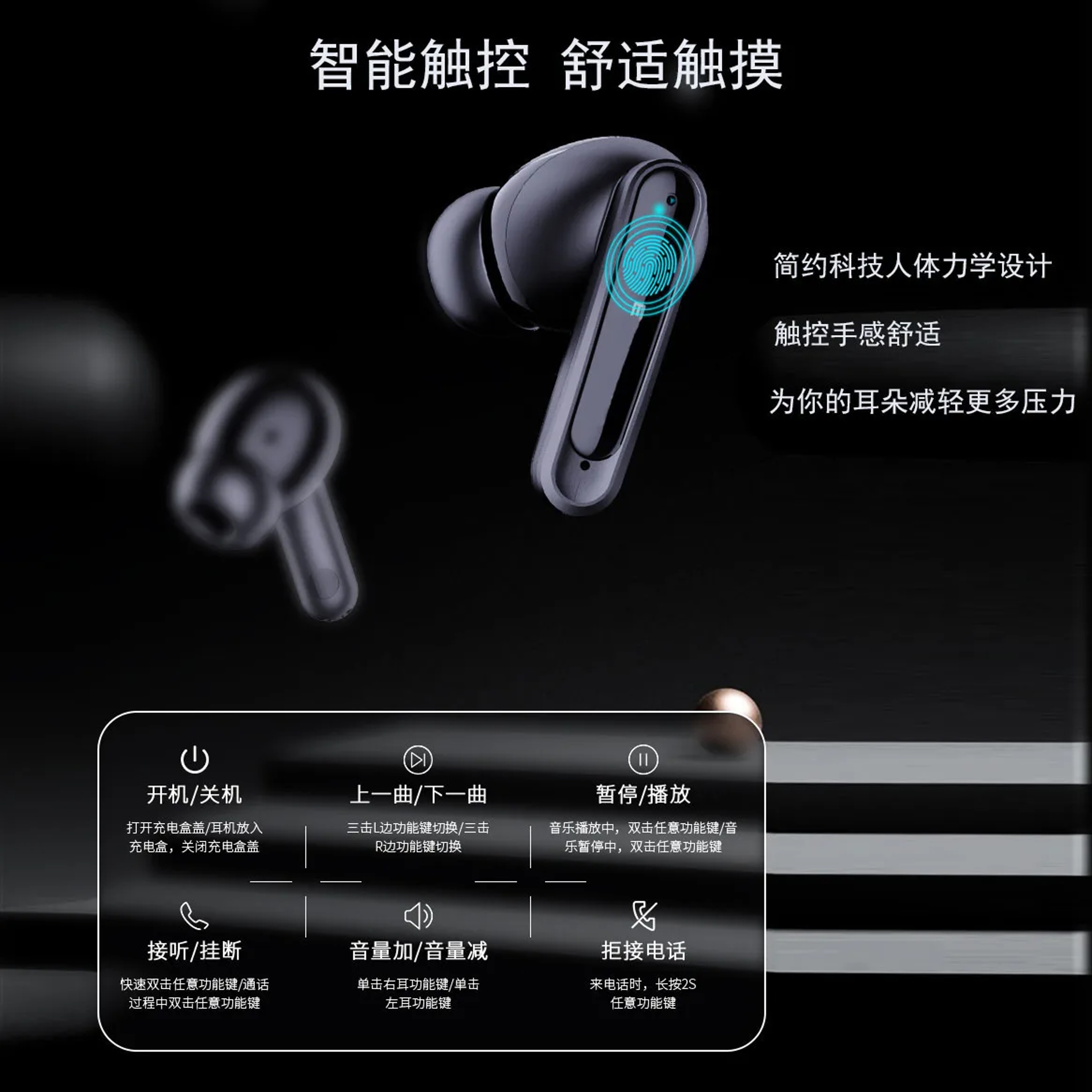Wireless Bluetooth Earbuds with Touch Control Noise Reduction and Power Display – view 2