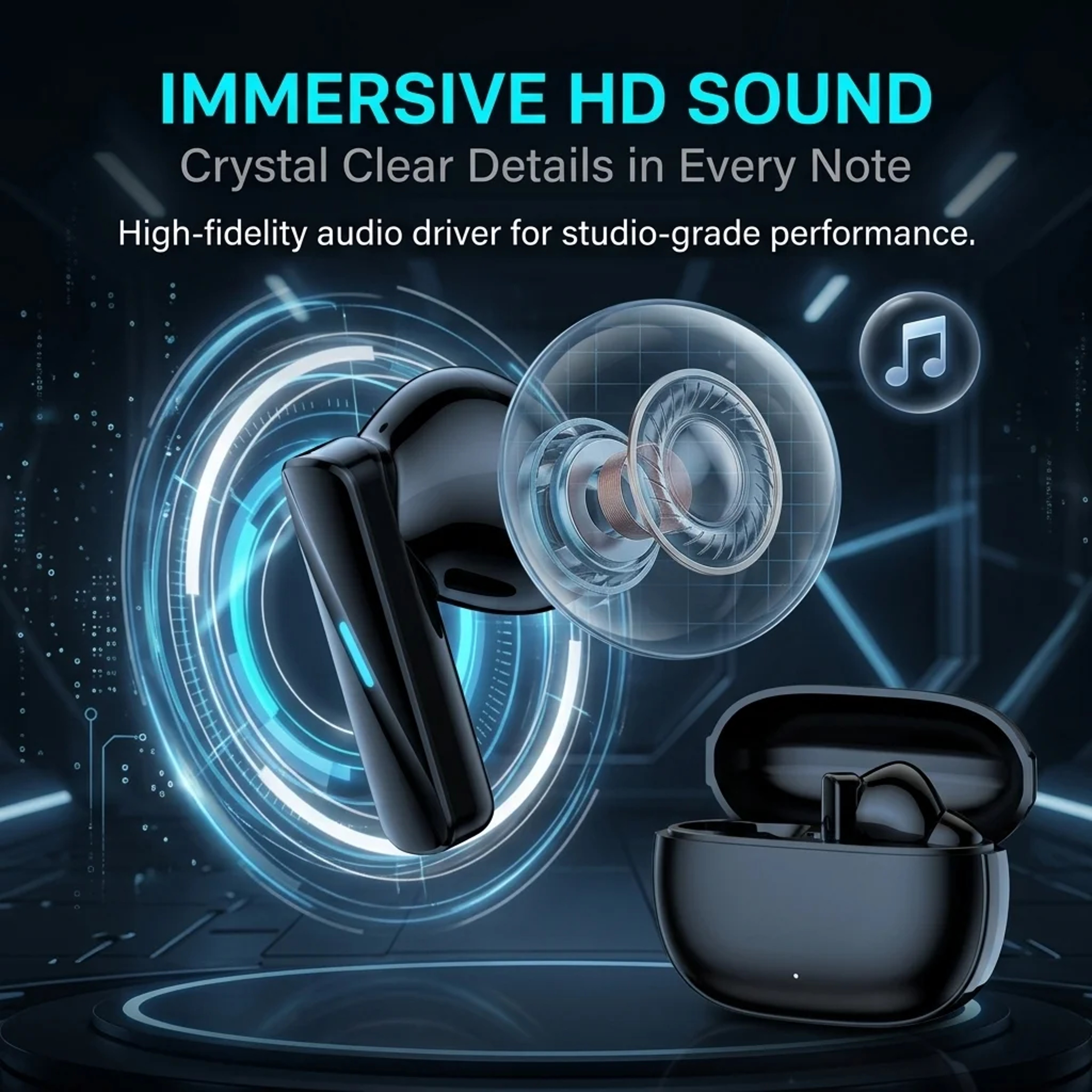 Premium Compact Wireless Bluetooth Earbuds with Touch Controls & Noise Isolation – view 4
