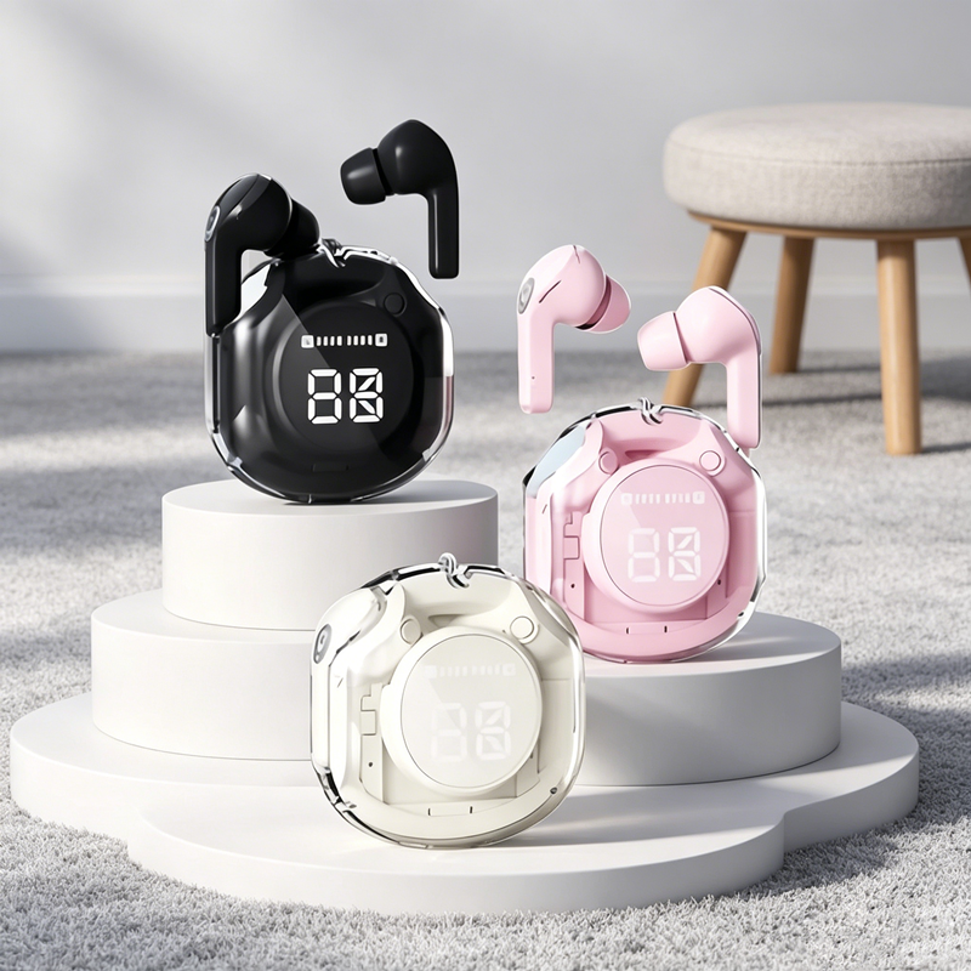Display Wireless Bluetooth Earbuds With Charging Case – view 1