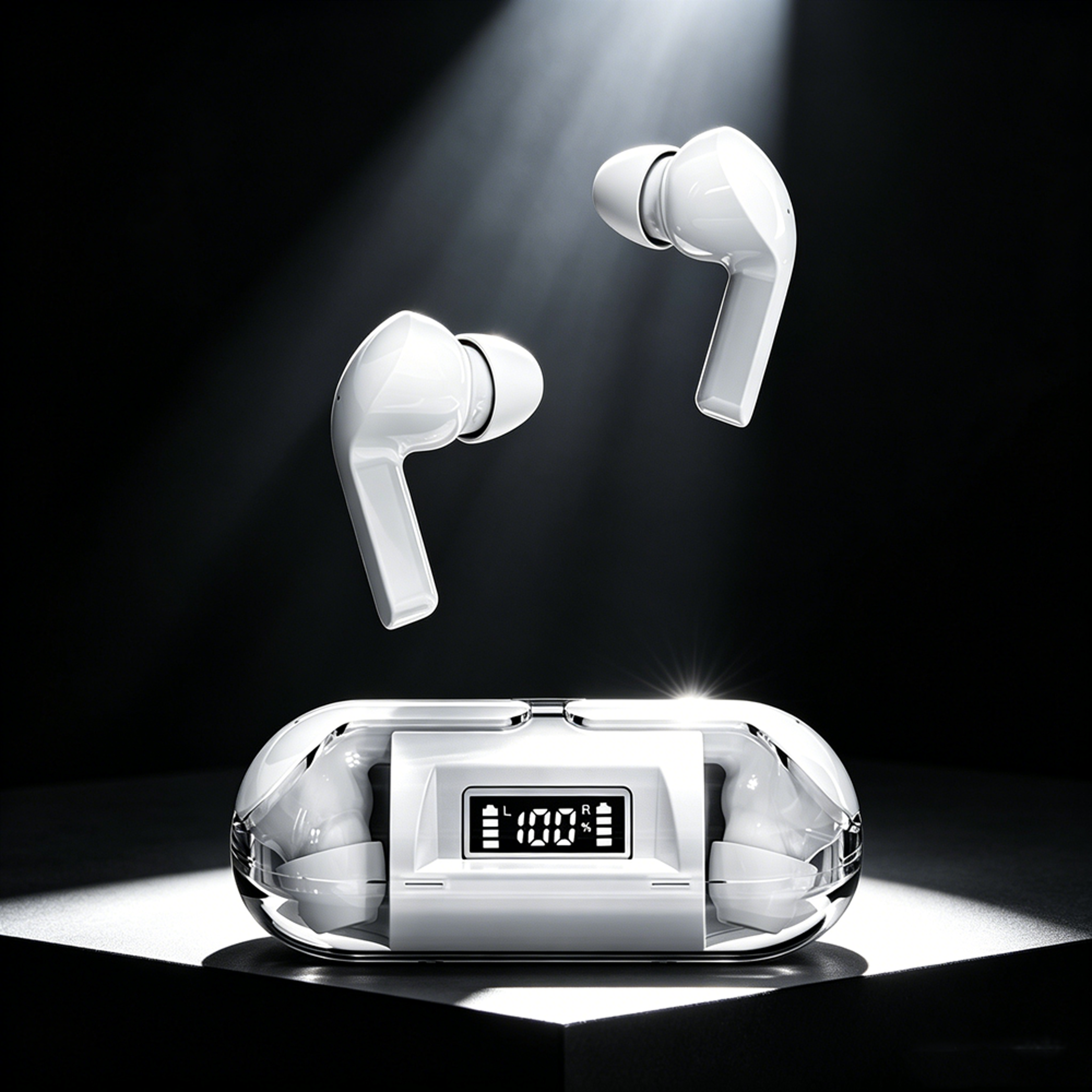 Transparent TWS Wireless Earbuds with LED Power Display and Noise Reduction Mic – view 2