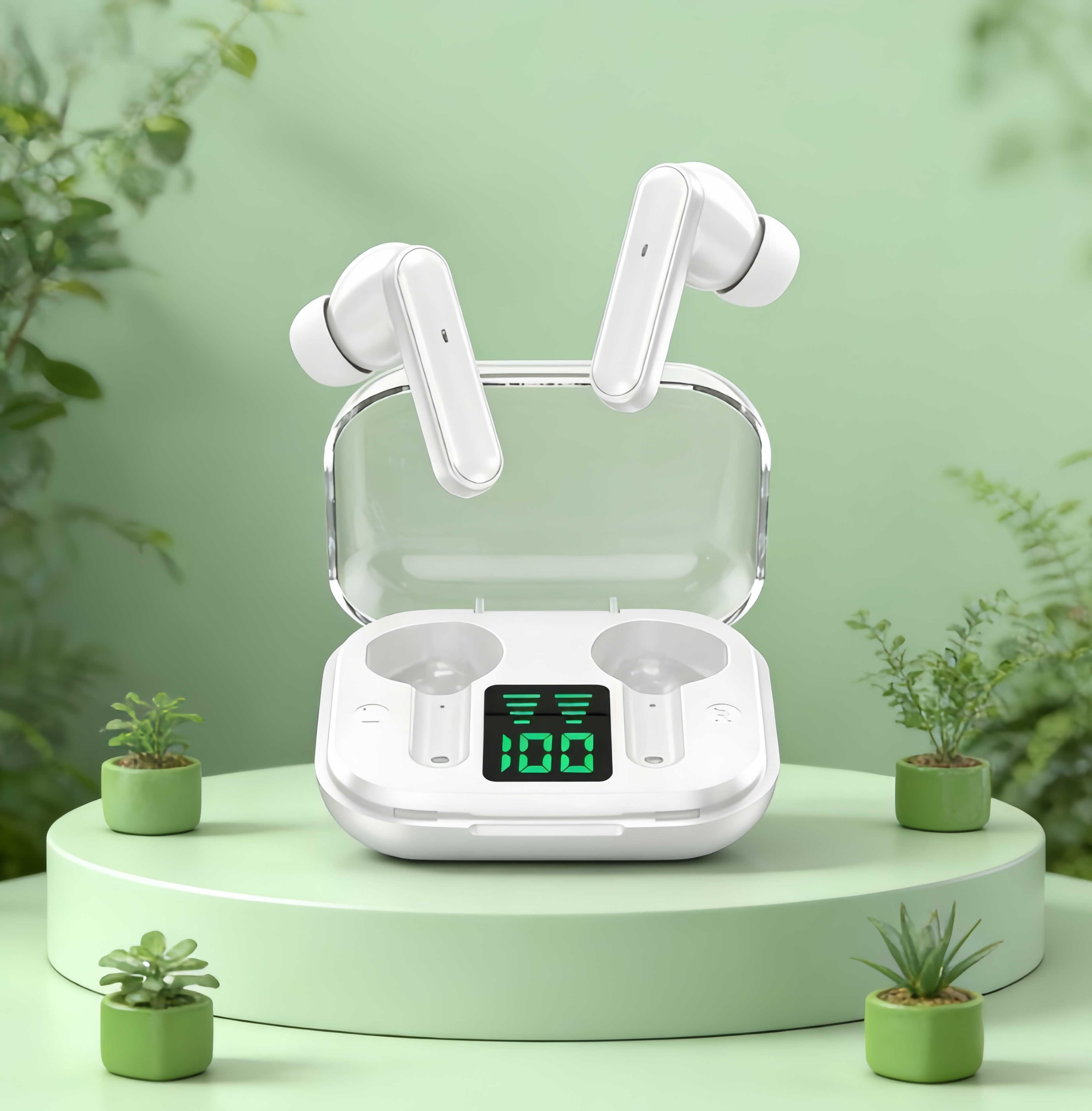 Transparent Wireless Bluetooth Earbuds With ENC Mic and LED Display – view 2