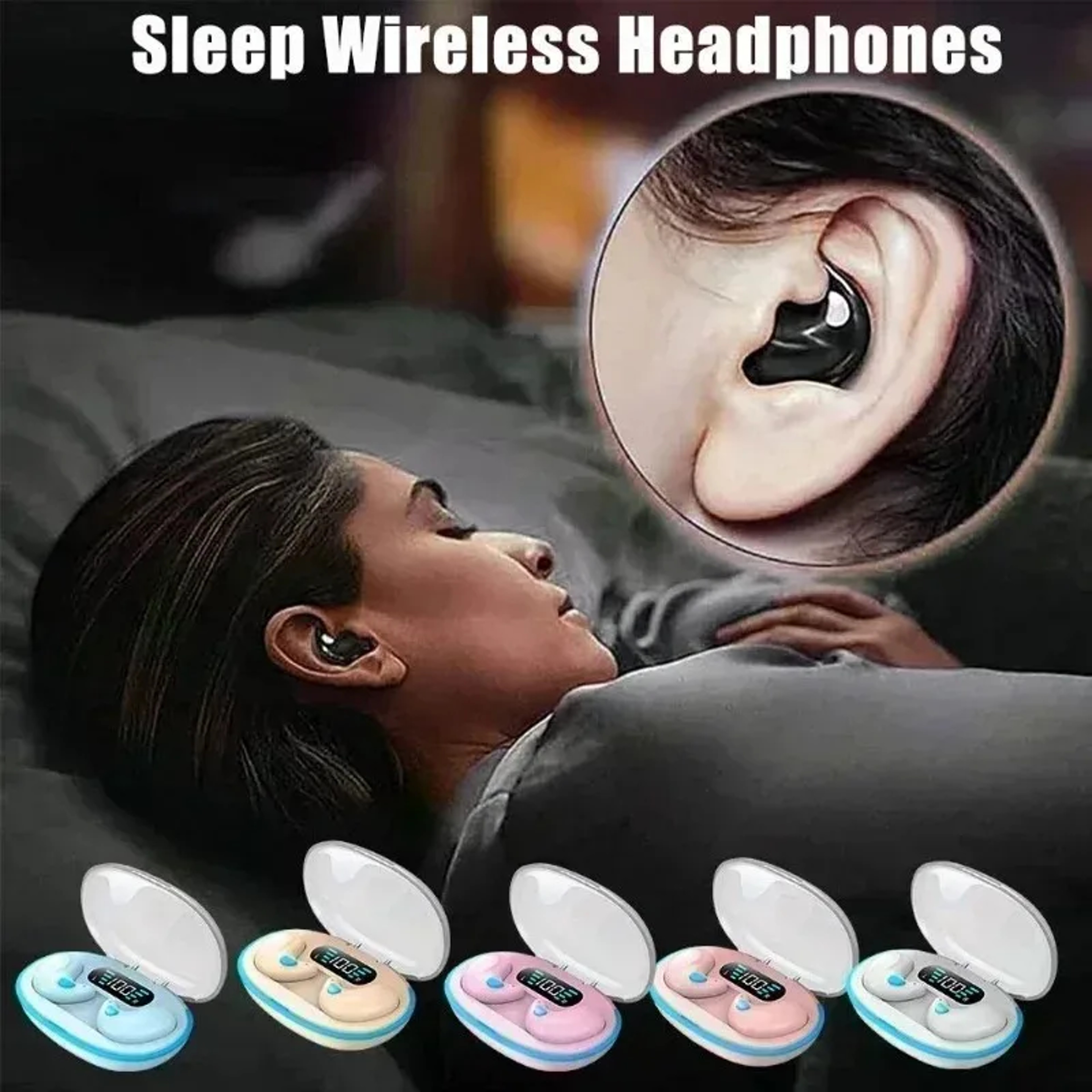 Mini Sleeping Earbuds Wireless Bluetooth Earphones with Mic – view 4