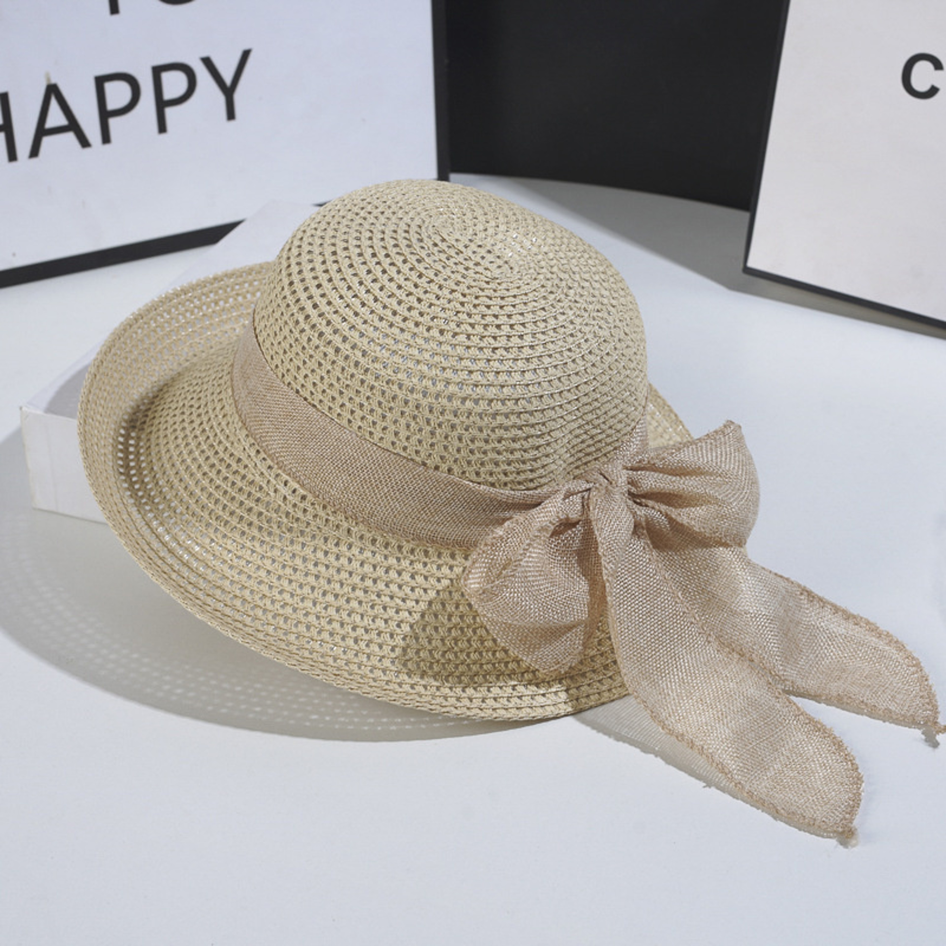 Womens Foldable Straw Sun Hat With Bowknot For Beach Travel 5