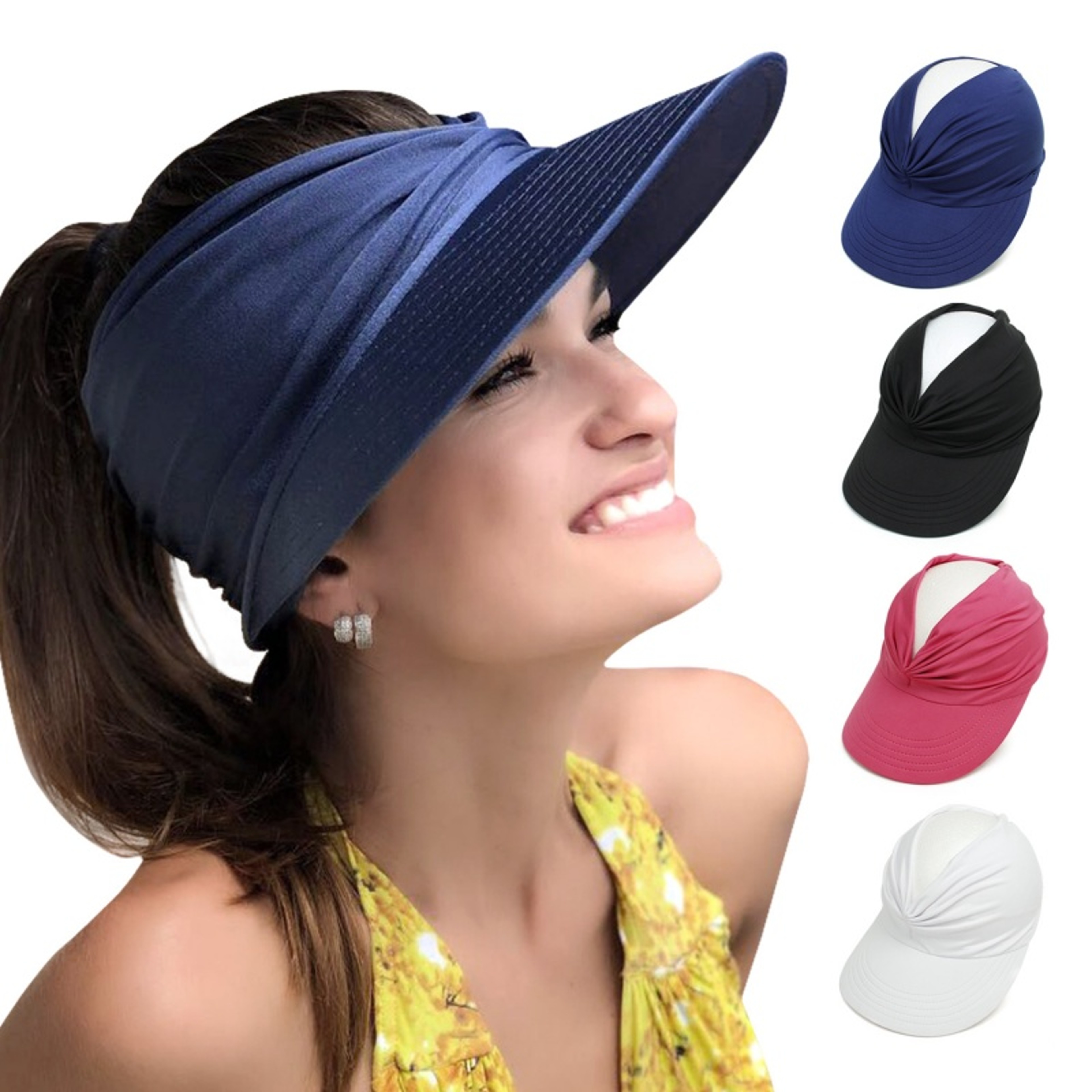 Womens Sun Hat Hollow Top Beach Visor Hat For Outdoor UV Protection 0