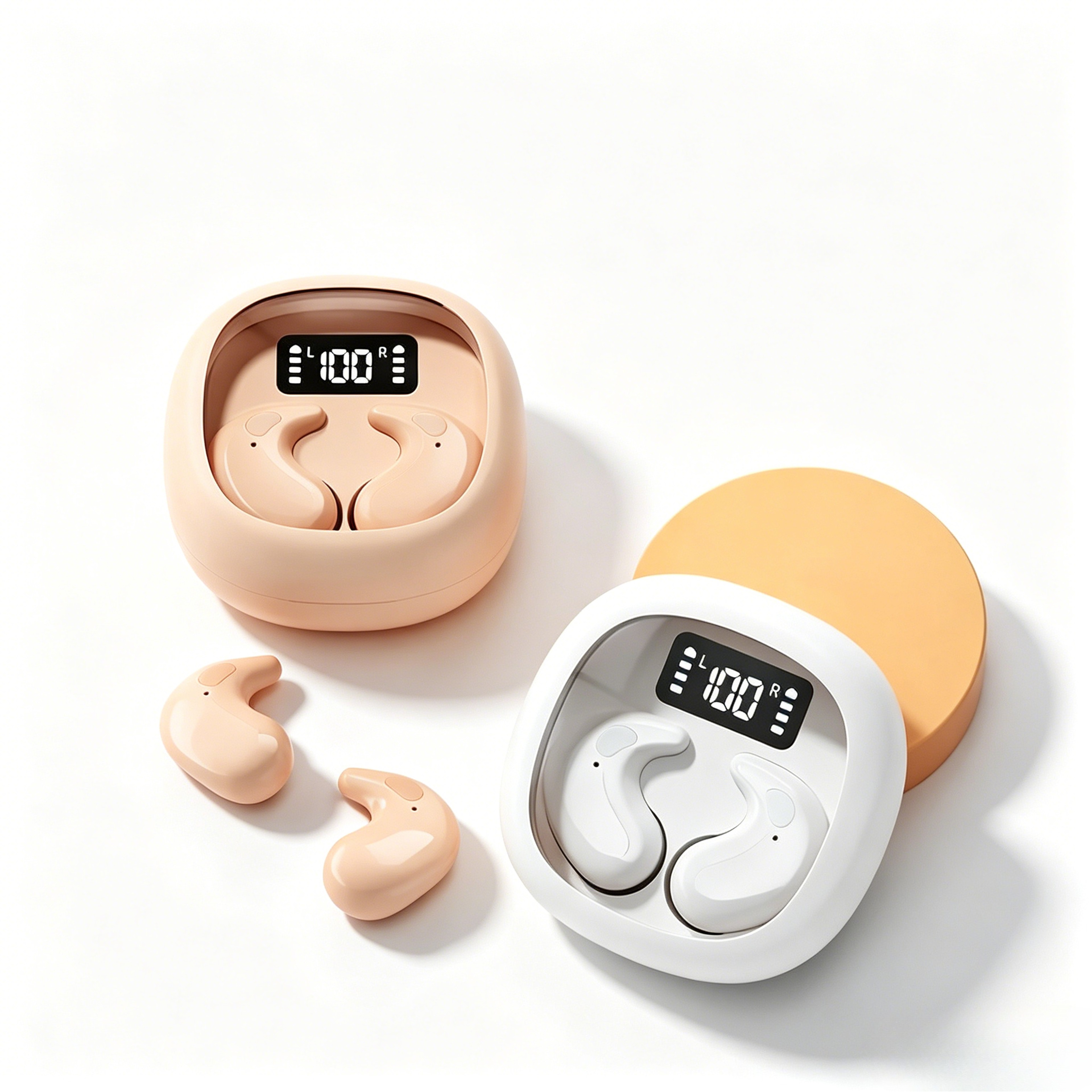 Sleep Friendly Mini Bluetooth Earbuds with LED Display and Built In Mic – view 1
