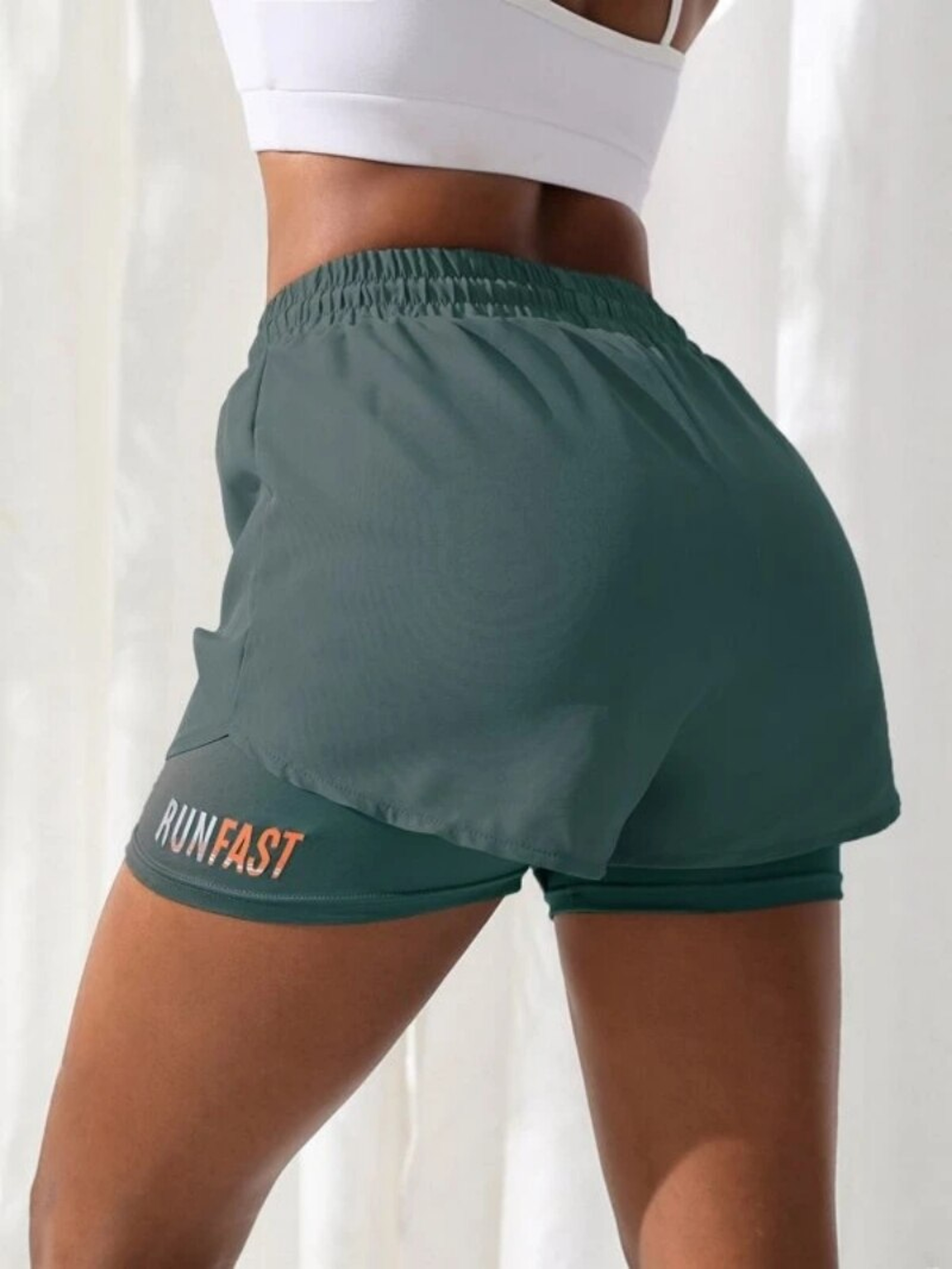 High Waisted Yoga Shorts Running Shorts Women Fake Two Piece Gym Activewear 5