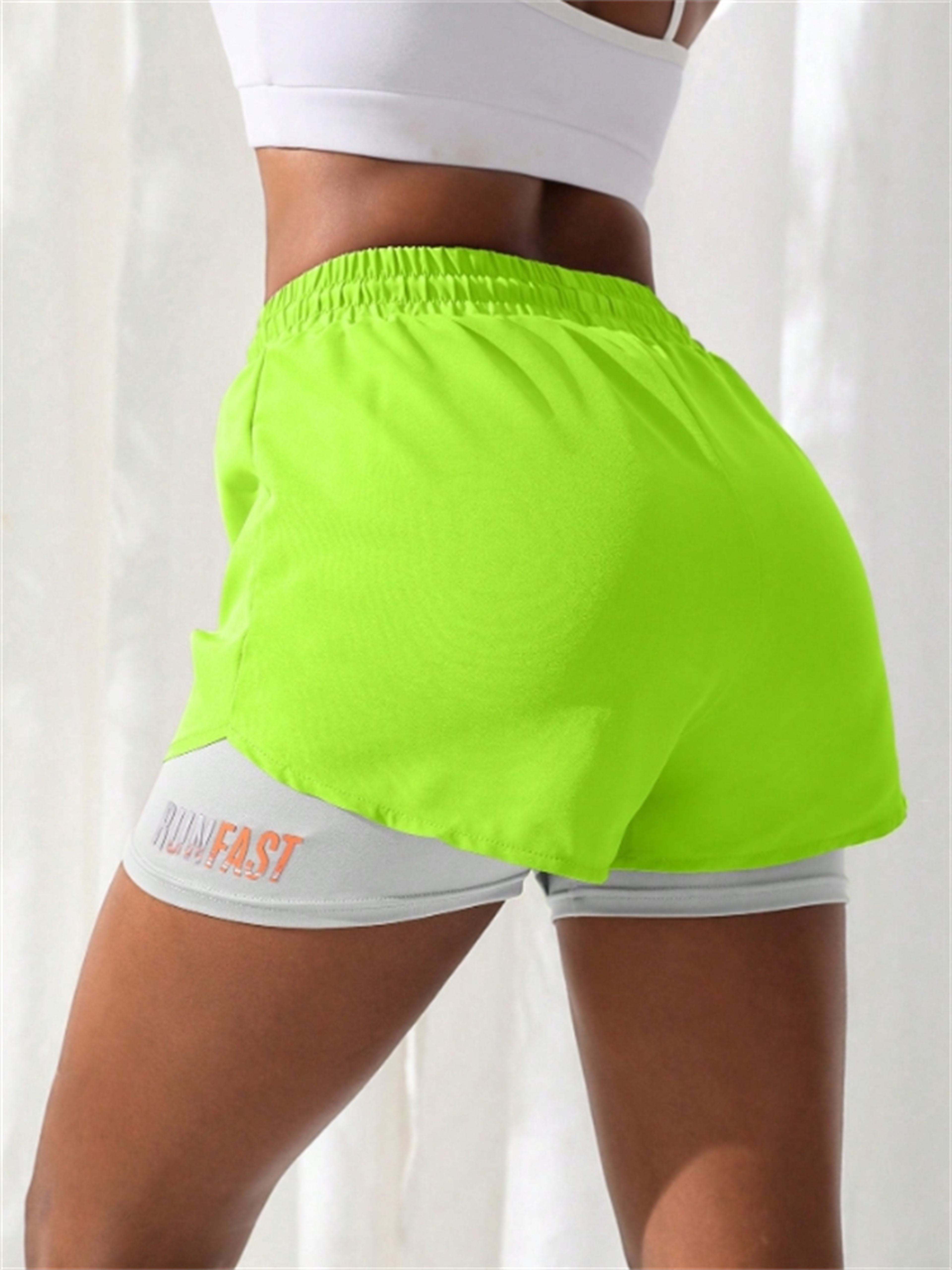 High Waisted Yoga Shorts Running Shorts Women Fake Two Piece Gym Activewear 8