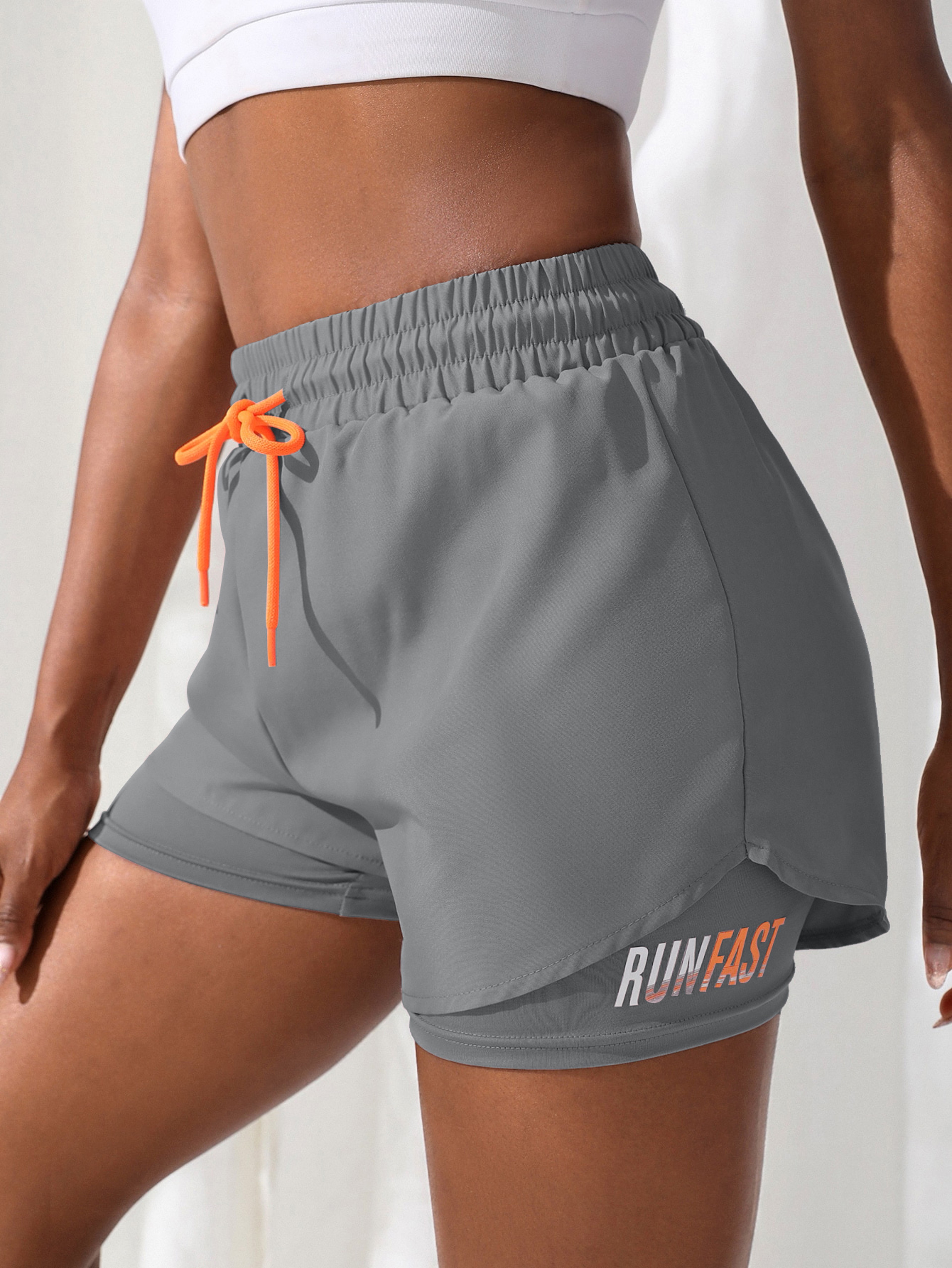 High Waisted Yoga Shorts Running Shorts Women Fake Two Piece Gym Activewear 6