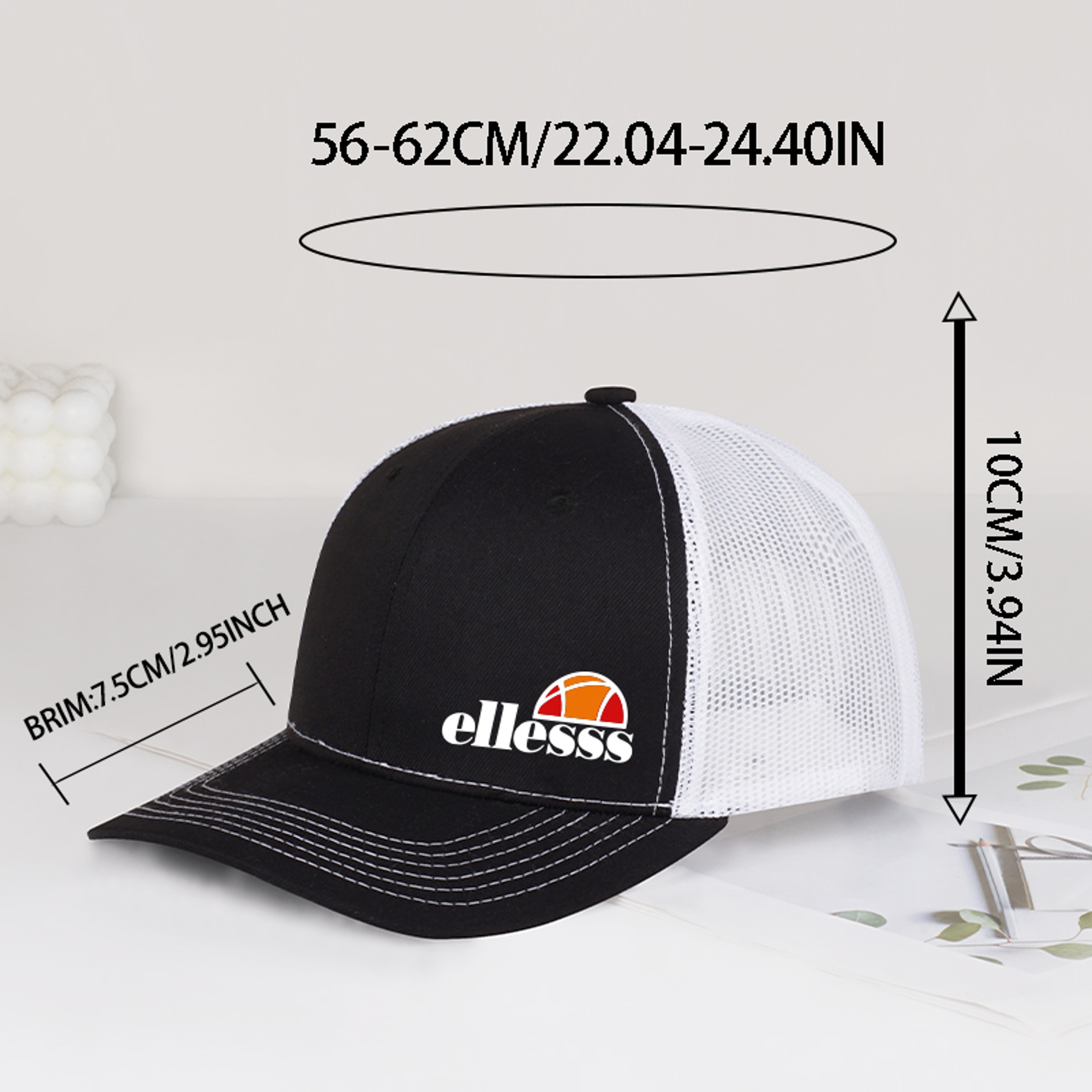 Mesh Snapback Trucker Hat Ellessss Print Adjustable Sun Protection Outdoor Baseball Cap 1