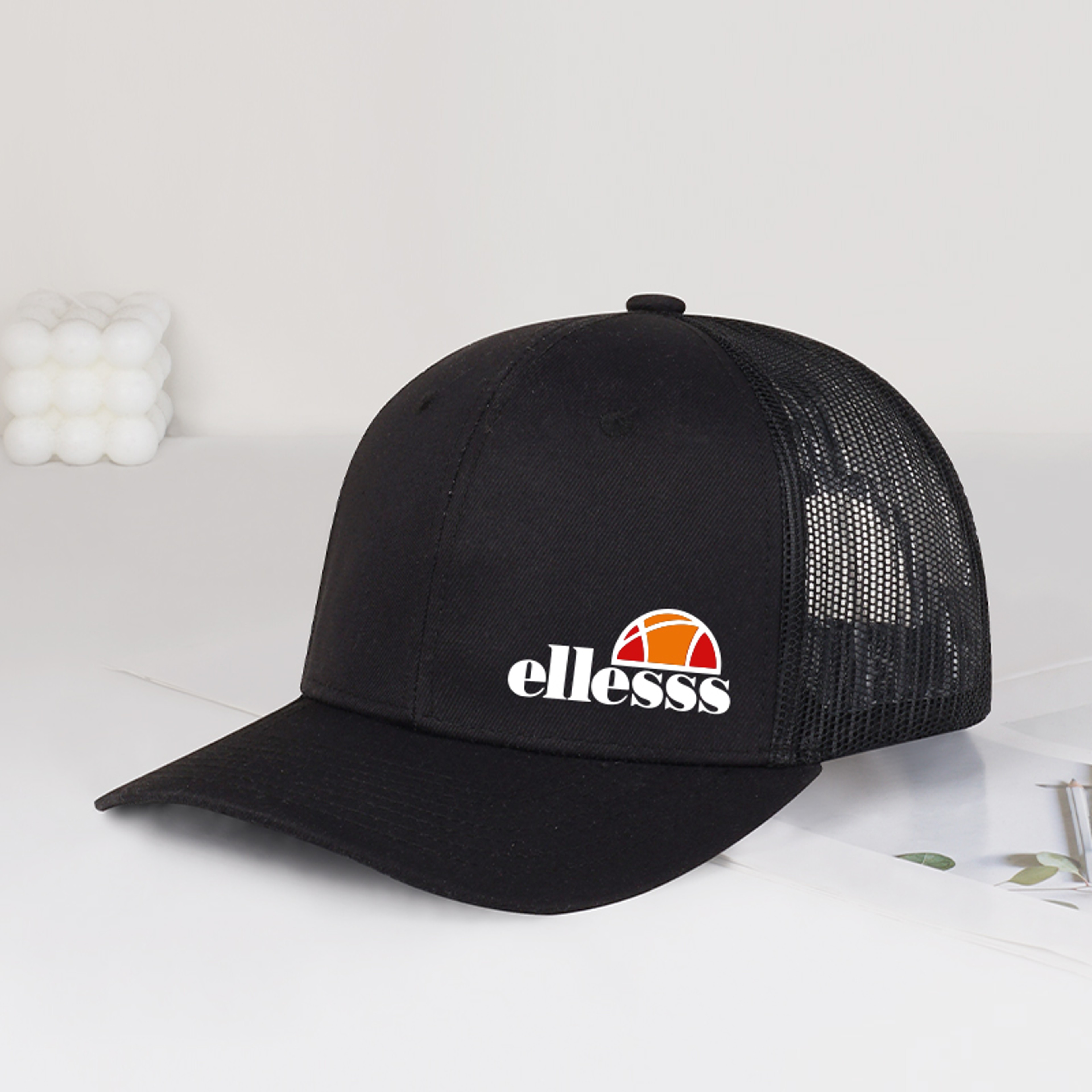 Mesh Snapback Trucker Hat Ellessss Print Adjustable Sun Protection Outdoor Baseball Cap 4