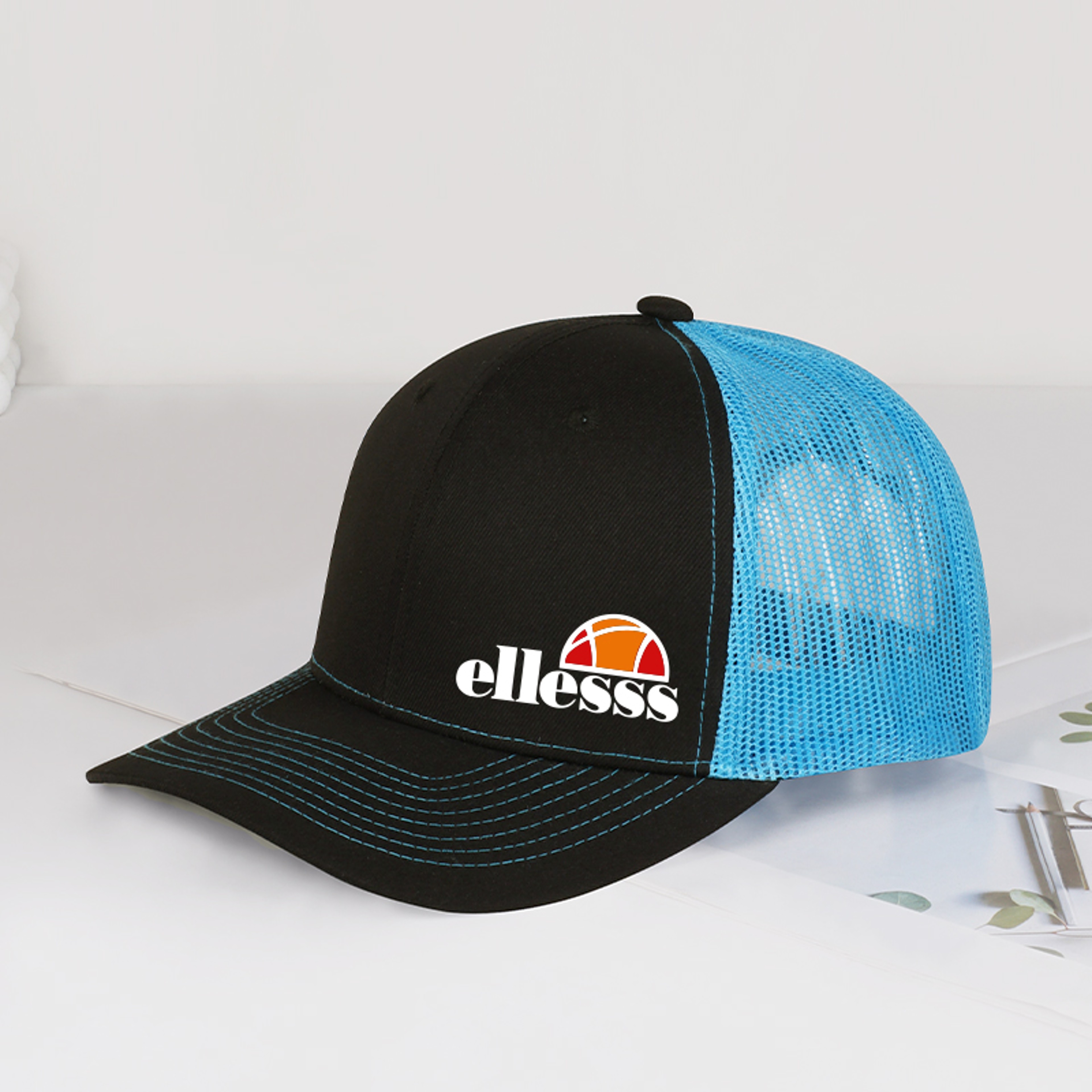 Mesh Snapback Trucker Hat Ellessss Print Adjustable Sun Protection Outdoor Baseball Cap 5