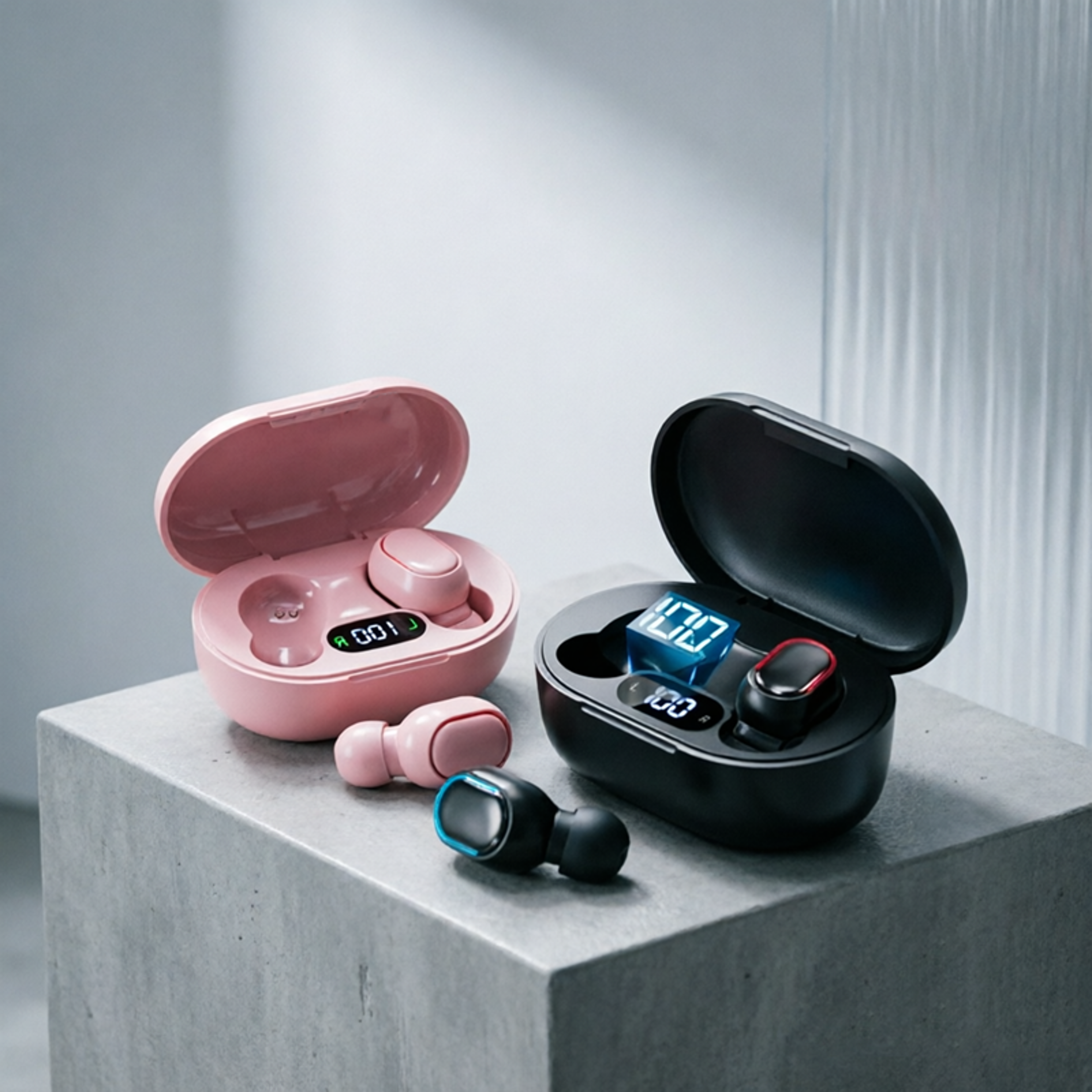 Wireless Bluetooth Earbuds with LED Display Case and Mic – view 1