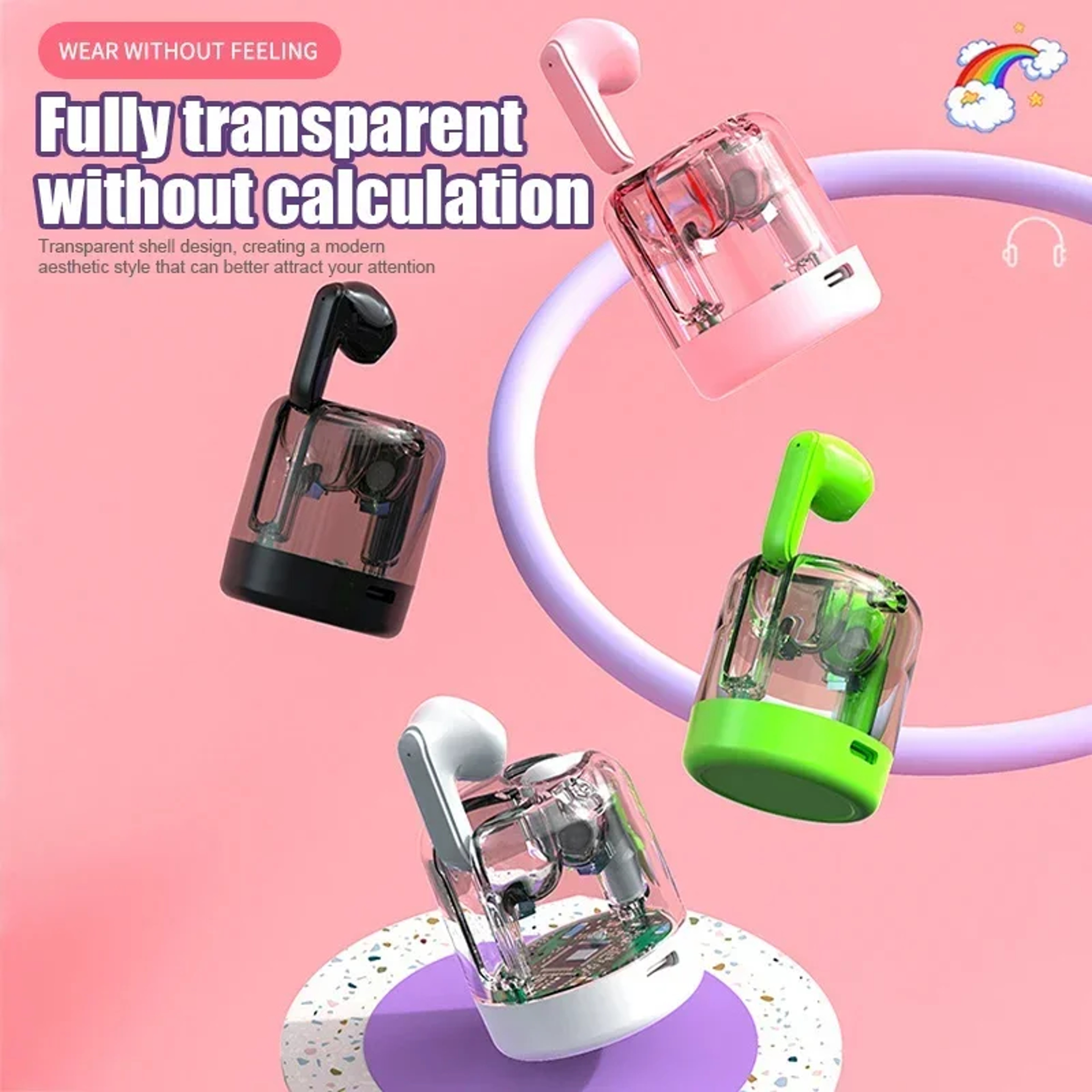 Bluetooth Wireless Earbuds with HiFi Stereo Sound and Light Effect Case – view 4