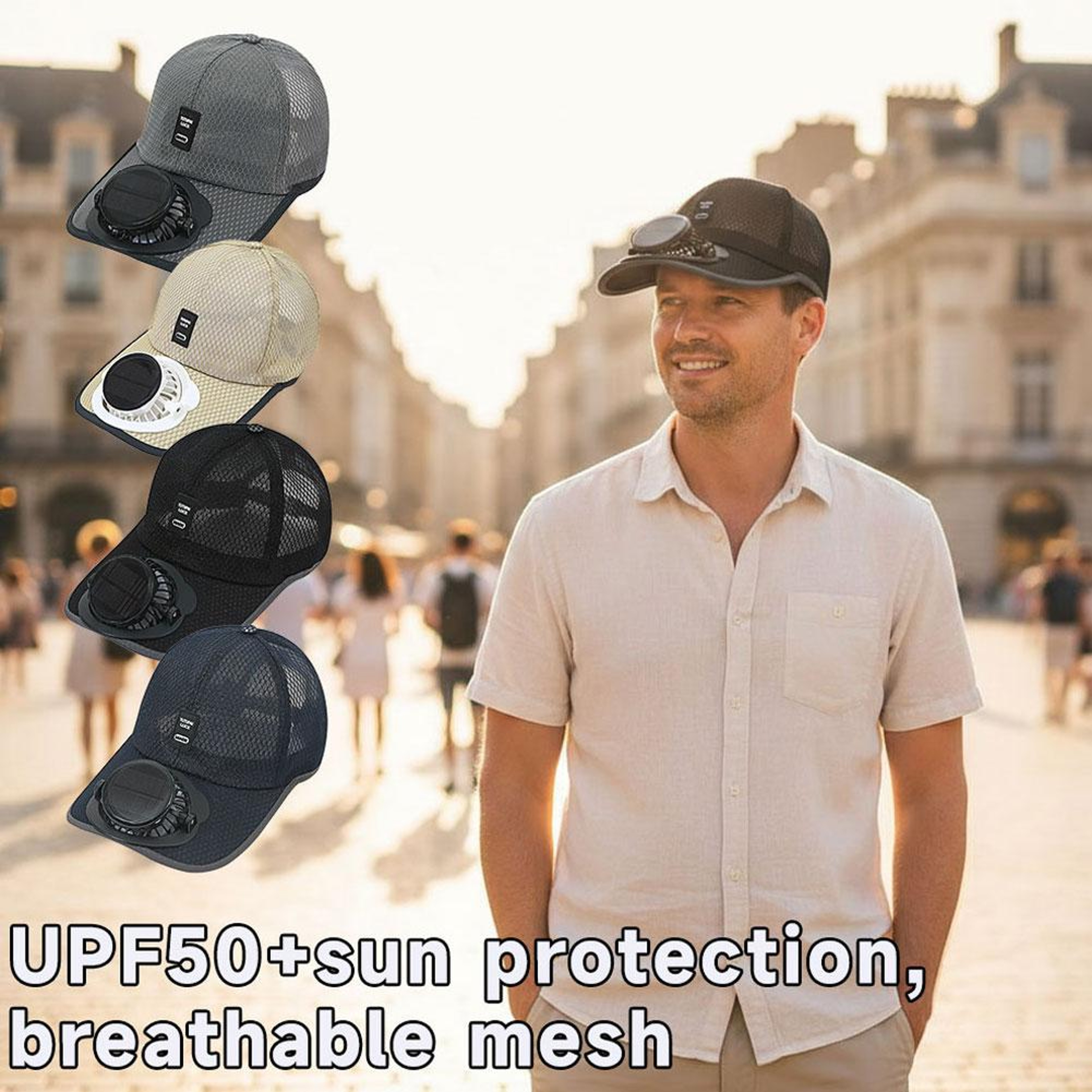 Solar Fan Sun Hat With USB Charging Fan For Outdoor Cooling And Sun Protection 5