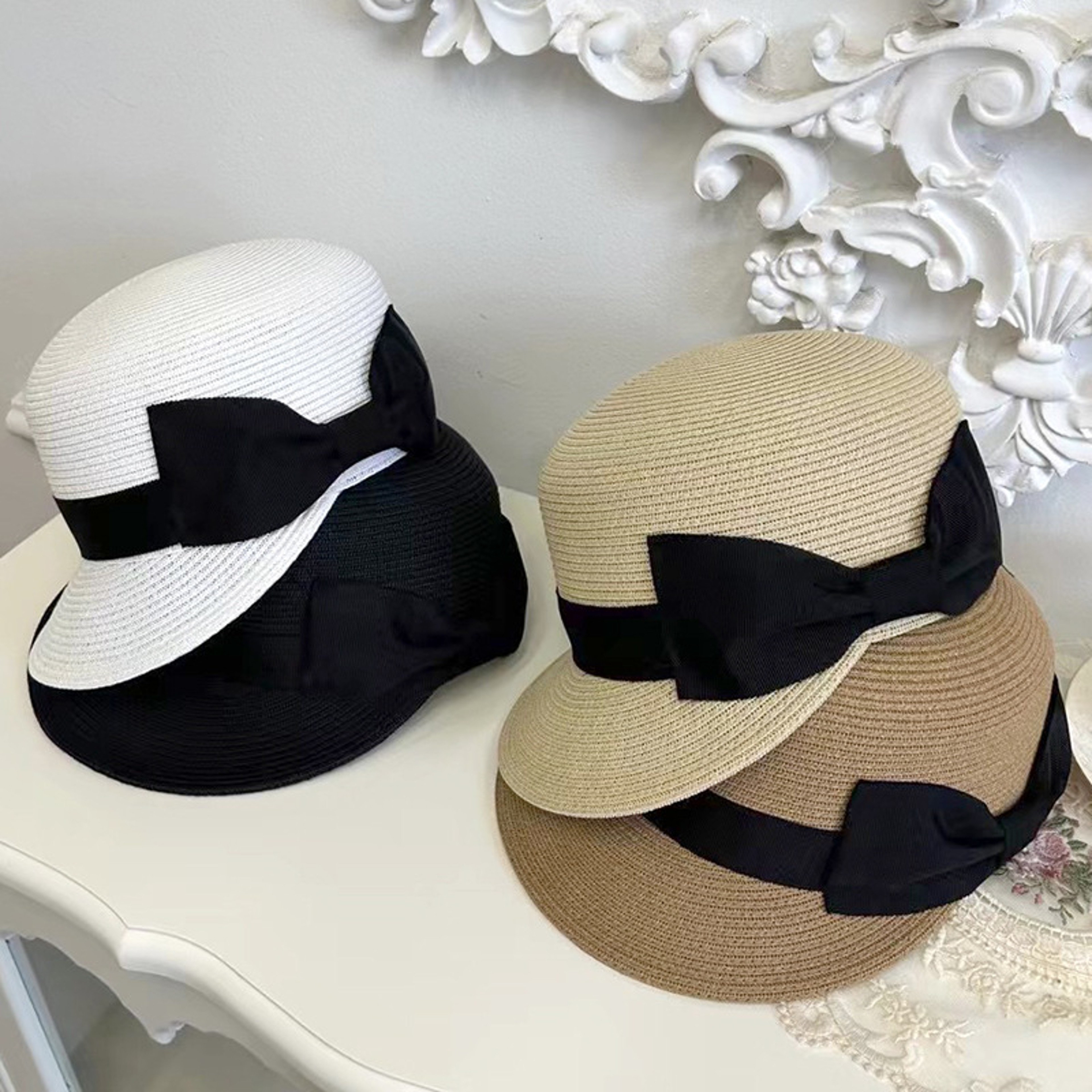 Elegant Women Straw Sun Hat With Bowknot For Beach Vacation And Summer Outdoor Style 1