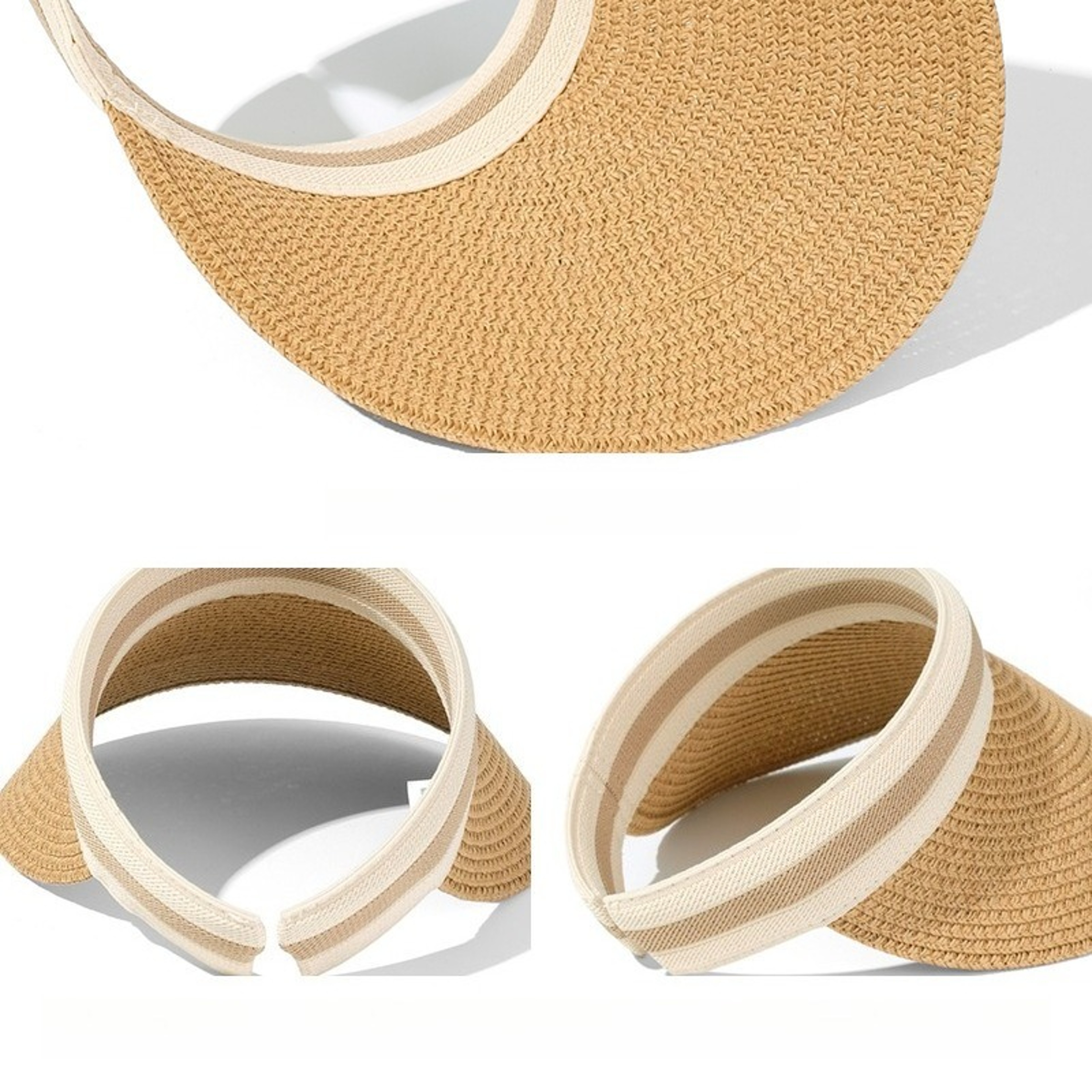 Womens Straw Sun Hat Wide Brim Open Top Beach Visor for Summer Vacation – view 6