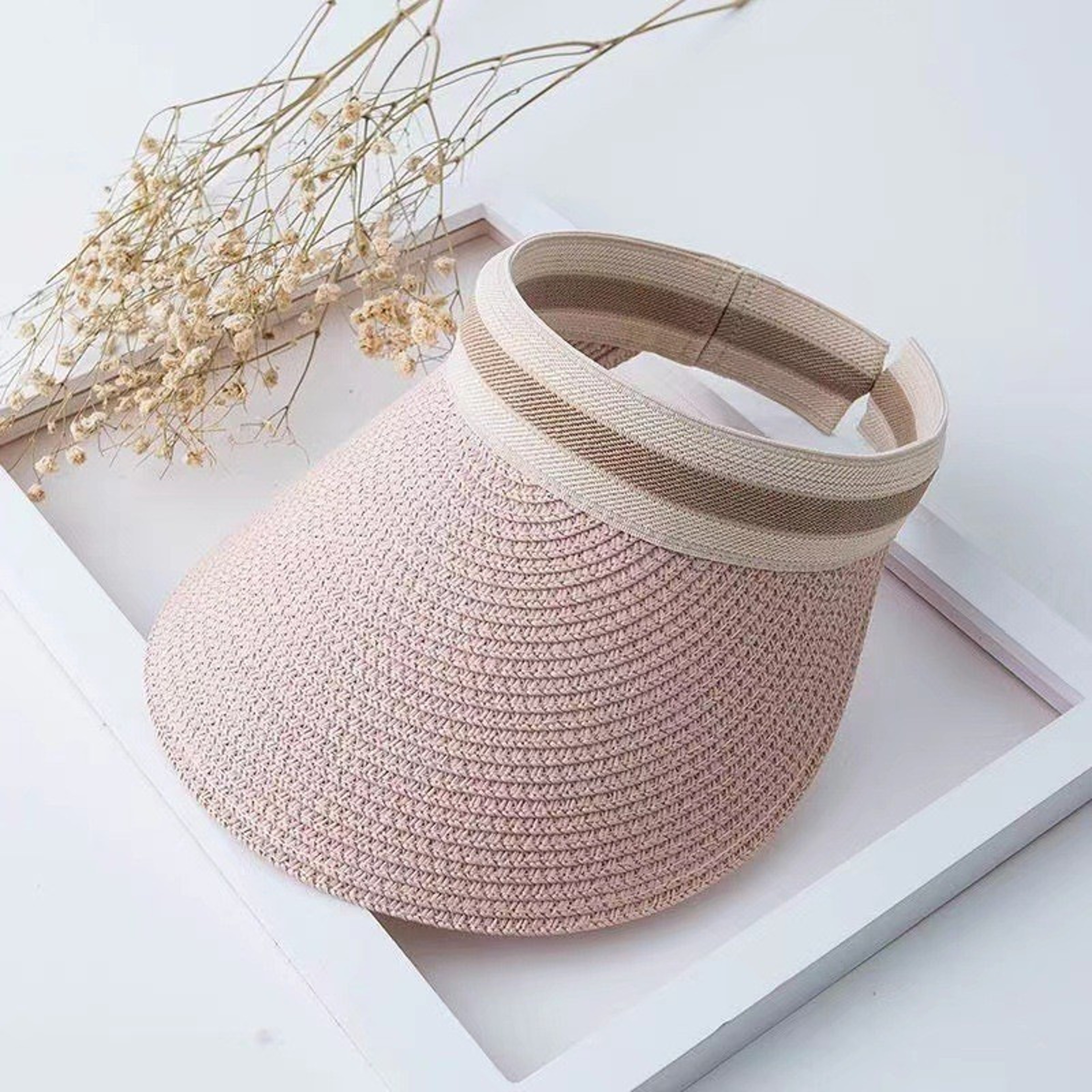 Womens Straw Sun Hat Wide Brim Open Top Beach Visor for Summer Vacation – view 11