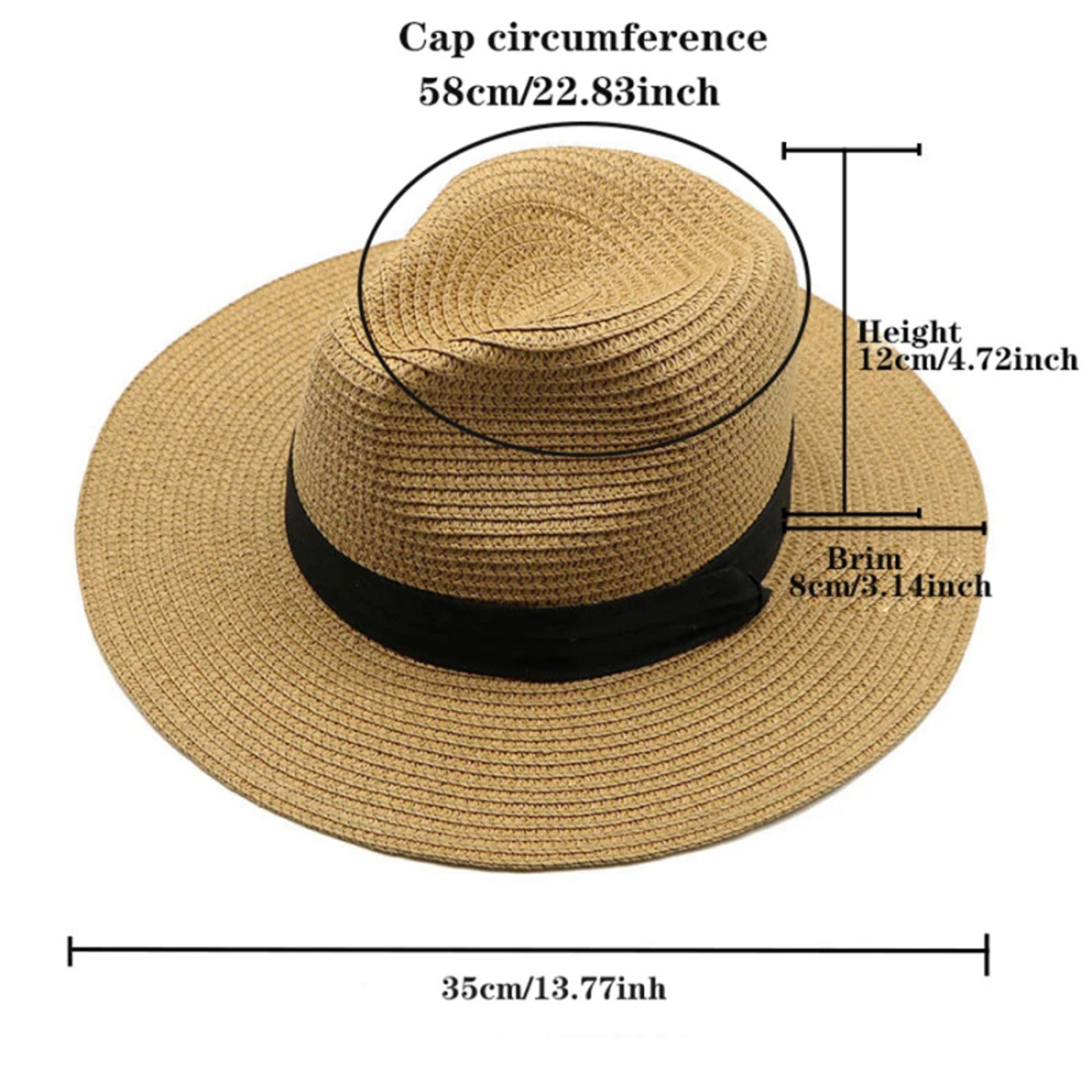 Wide Brim Straw Hat Panama Style Summer Fedora Beach Sun Hat 2