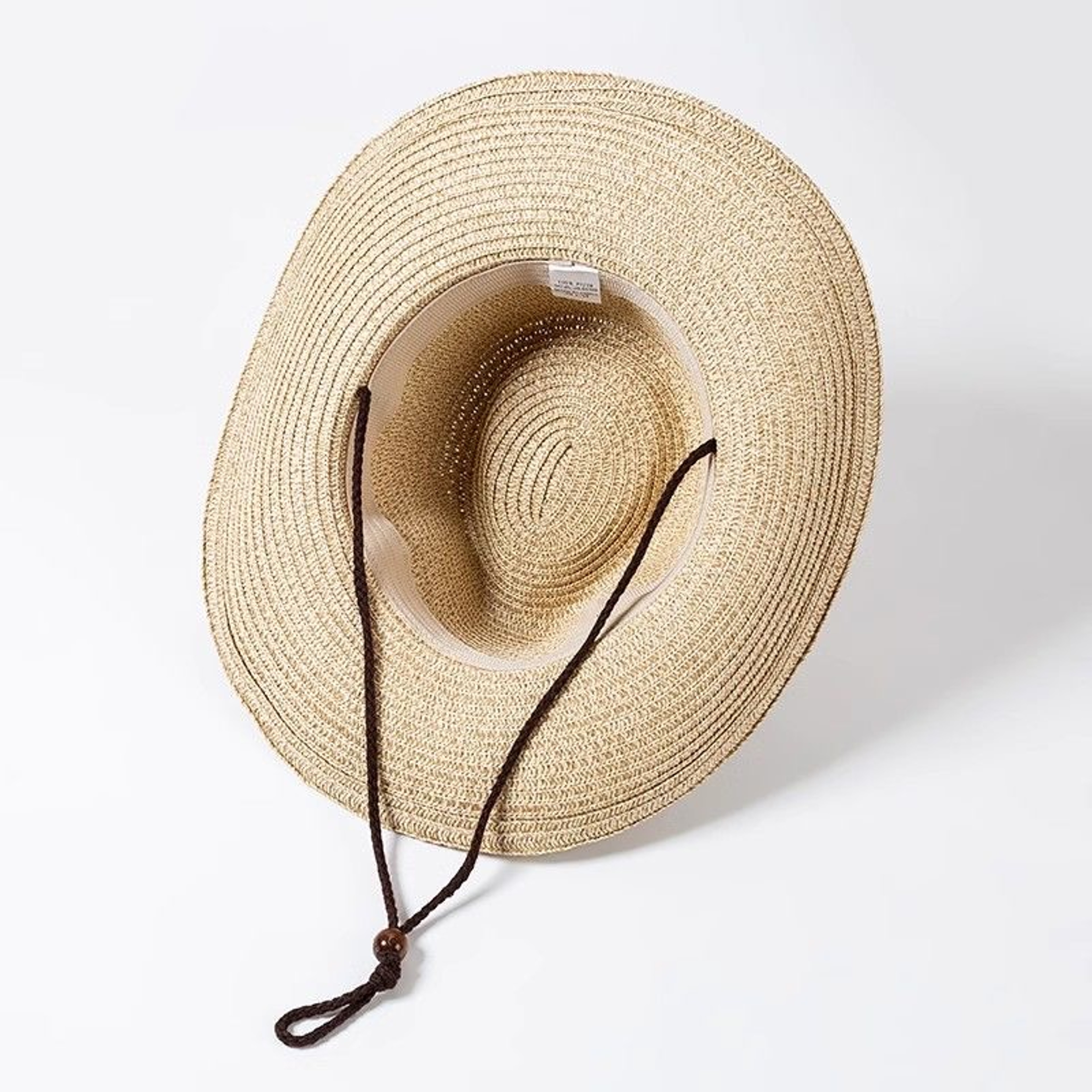 Wide Brim Cowboy Straw Hat With Adjustable Strap For Beach Hiking And Outdoor Sun Protection 4