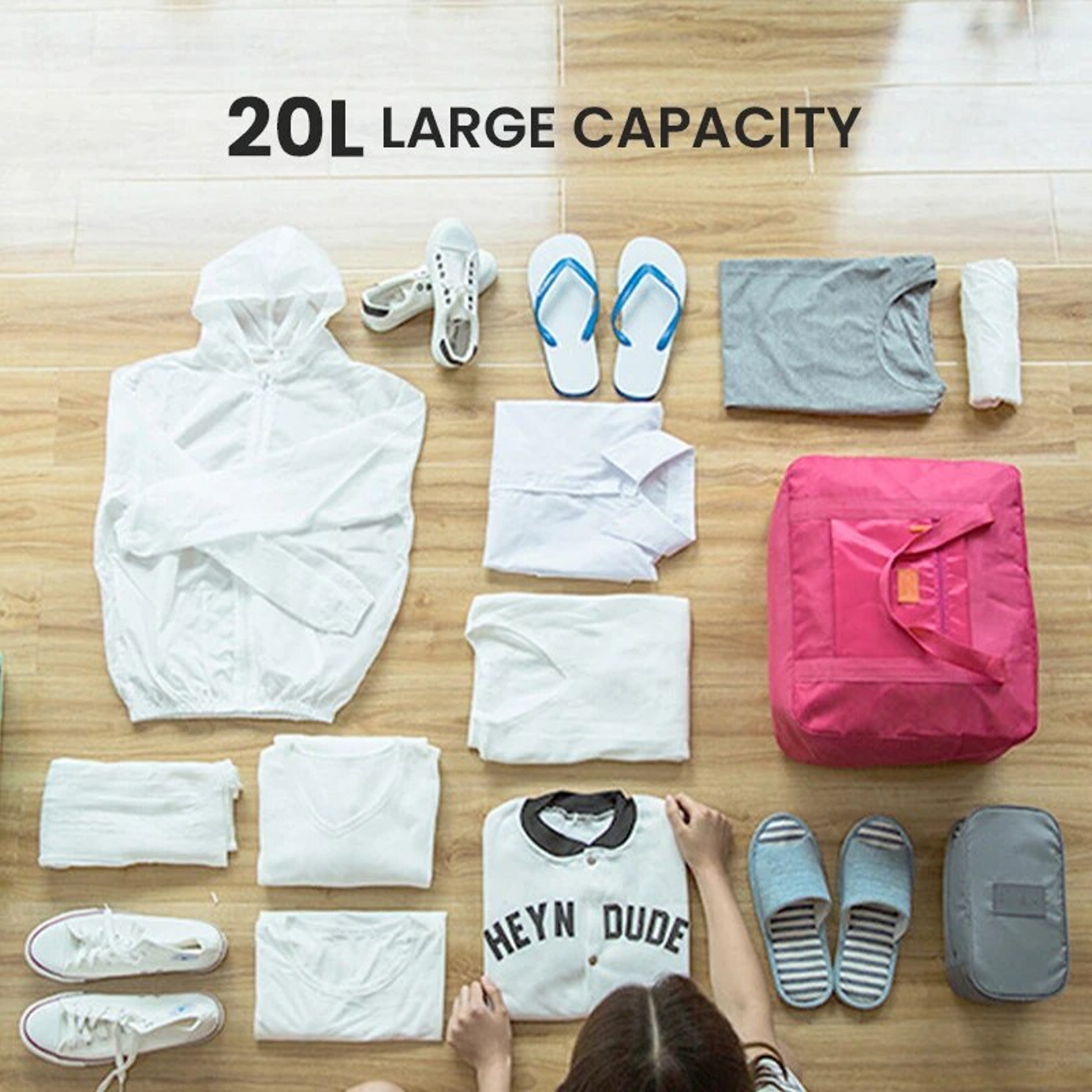 Lightweight Foldable Travel Duffel Bag Carry On Weekender Unisex Overnight Luggage Tote 4