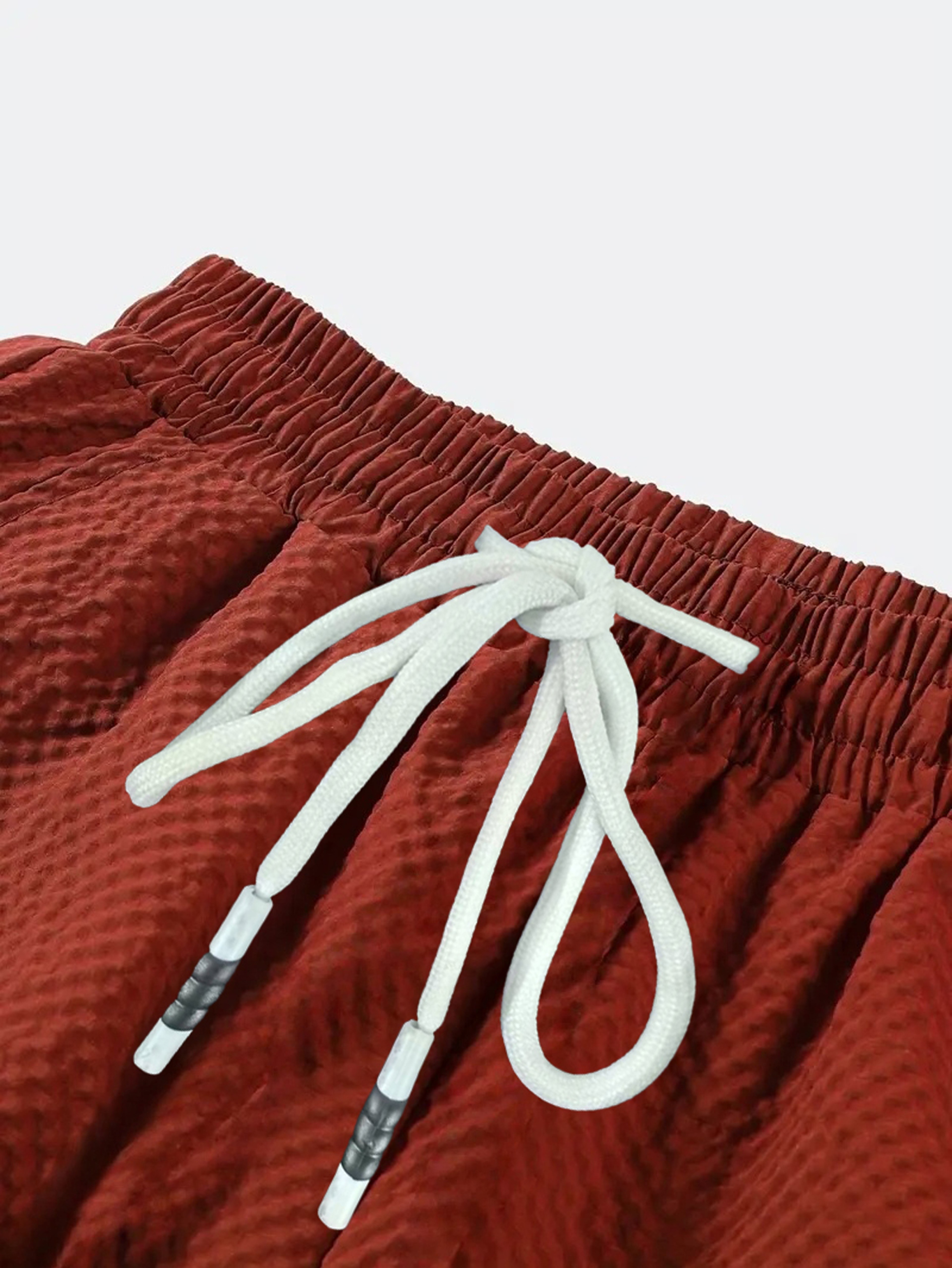 Mens Breathable Textured Casual Shorts For Beach Sports And Daily Wear 0