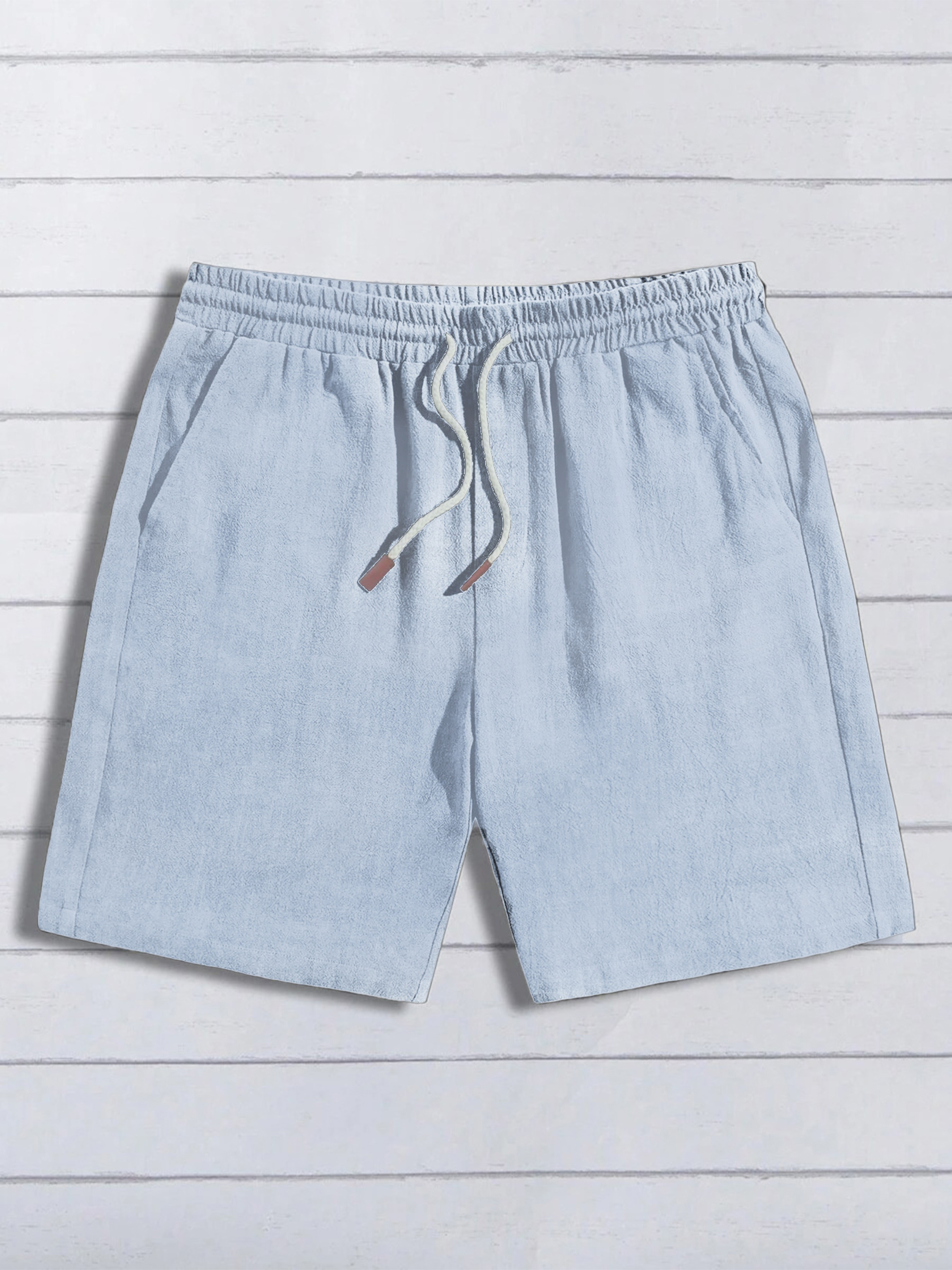 Mens Cotton Linen Beach Shorts Breathable Summer Casual 5 Inch Shorts 6