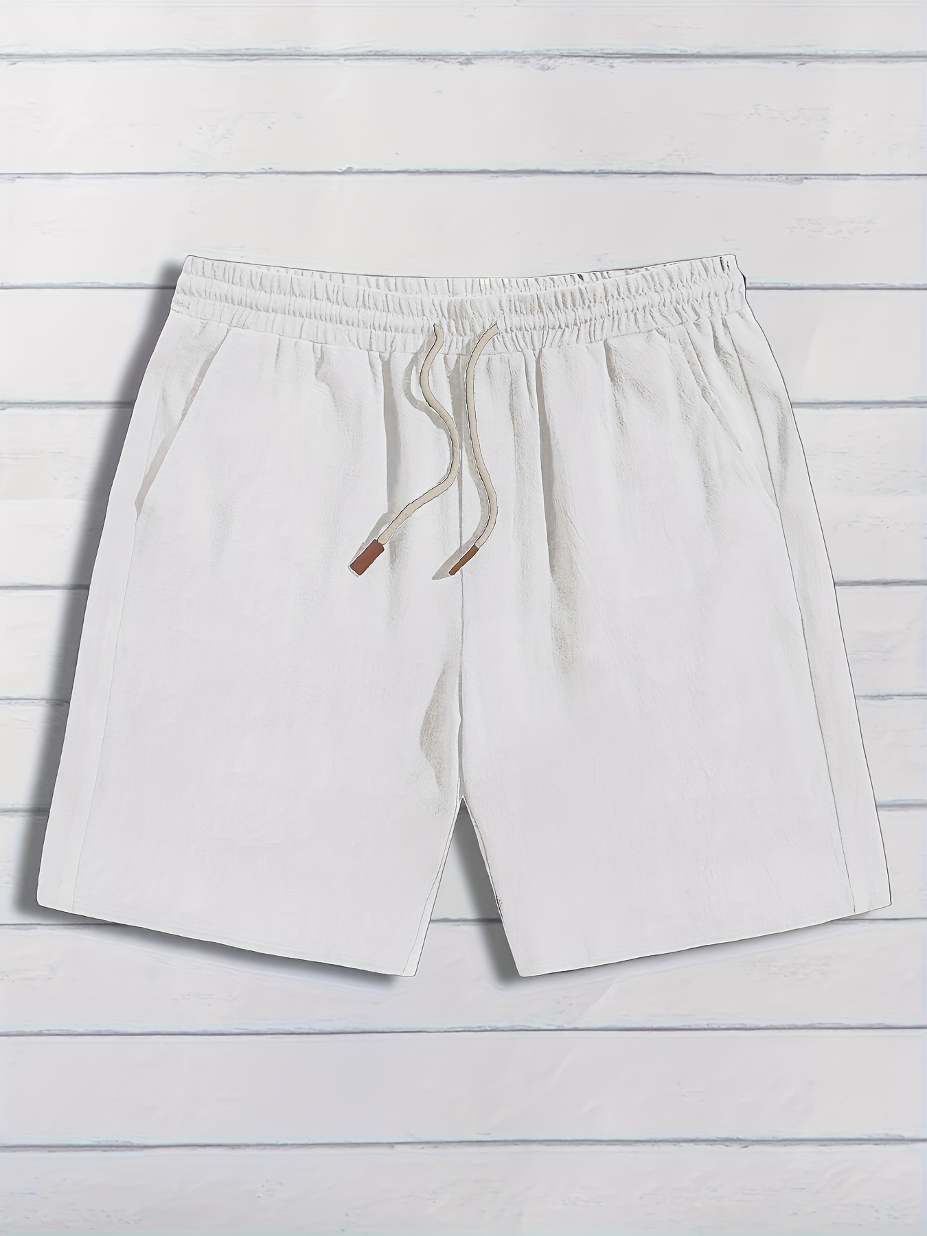 Mens Cotton Linen Beach Shorts Breathable Summer Casual 5 Inch Shorts 4