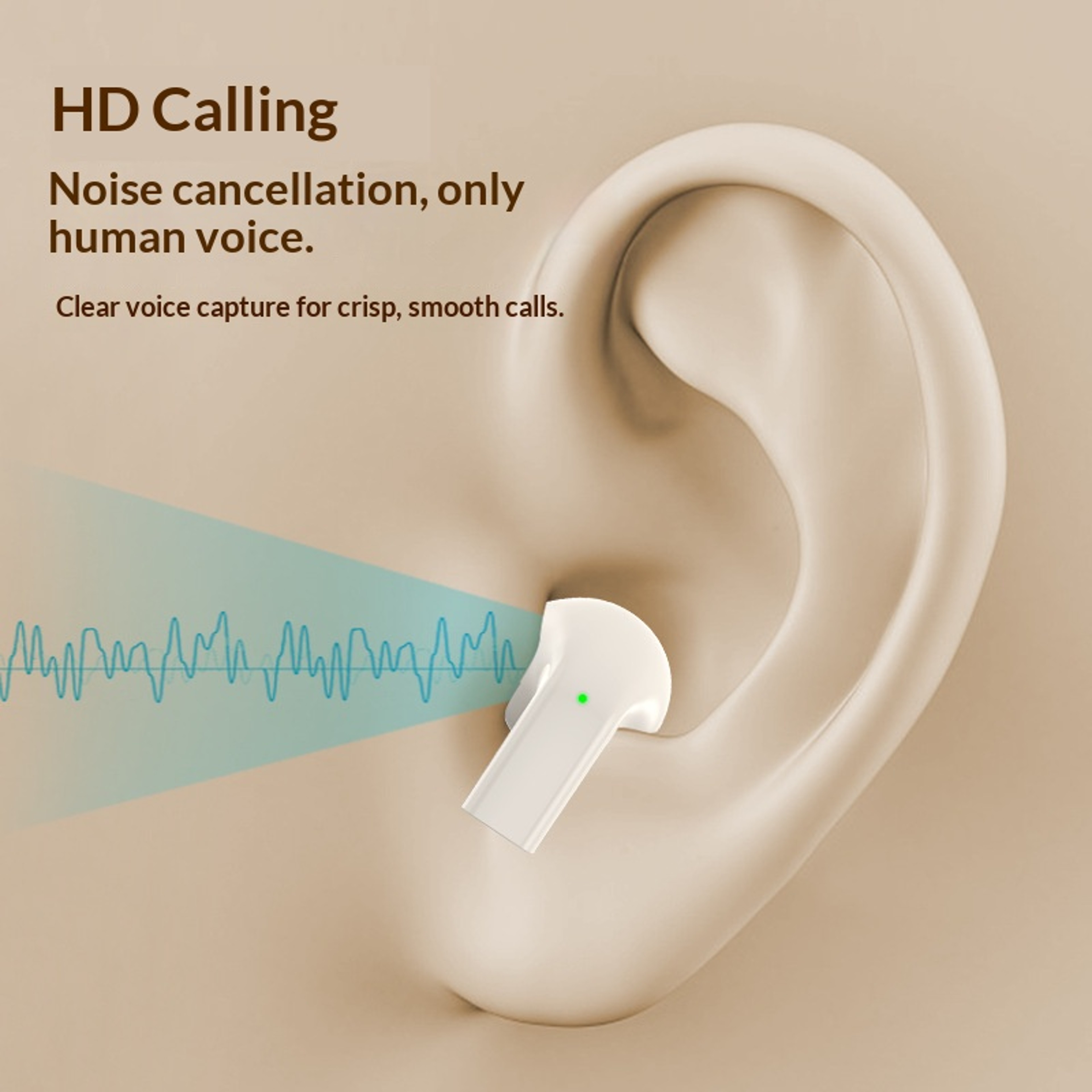 Soft Leather Texture Wireless Earbuds with Mic Long Battery Comfortable Sport Earphones – view 2
