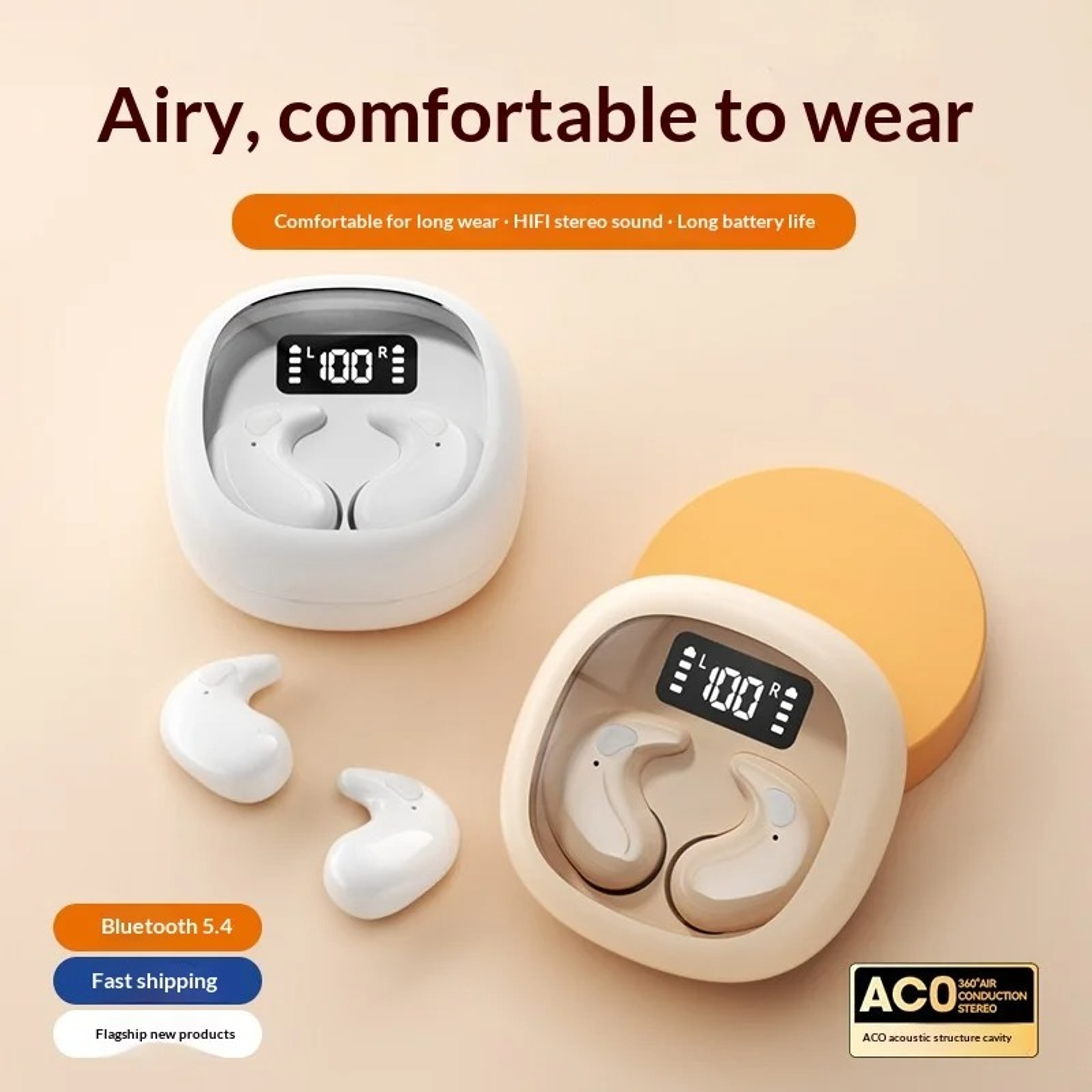 Wireless Earbuds Bluetooth Headphones with Digital Display Long Battery Life HiFi Sound for Sleeping – view 3