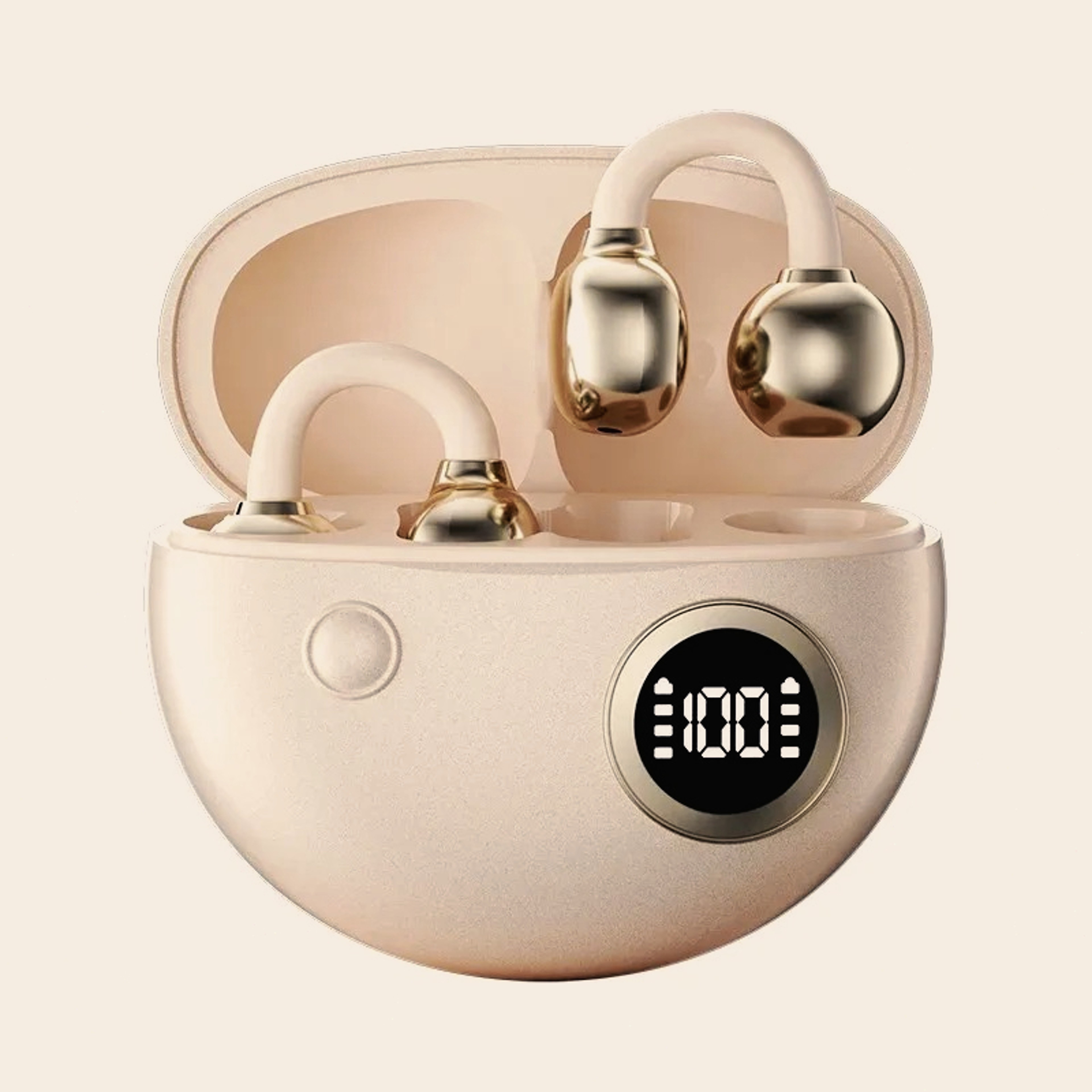Wireless Bluetooth Clip On Earbuds with HiFi Sound Noise Reduction Mic and Digital Display – view 1