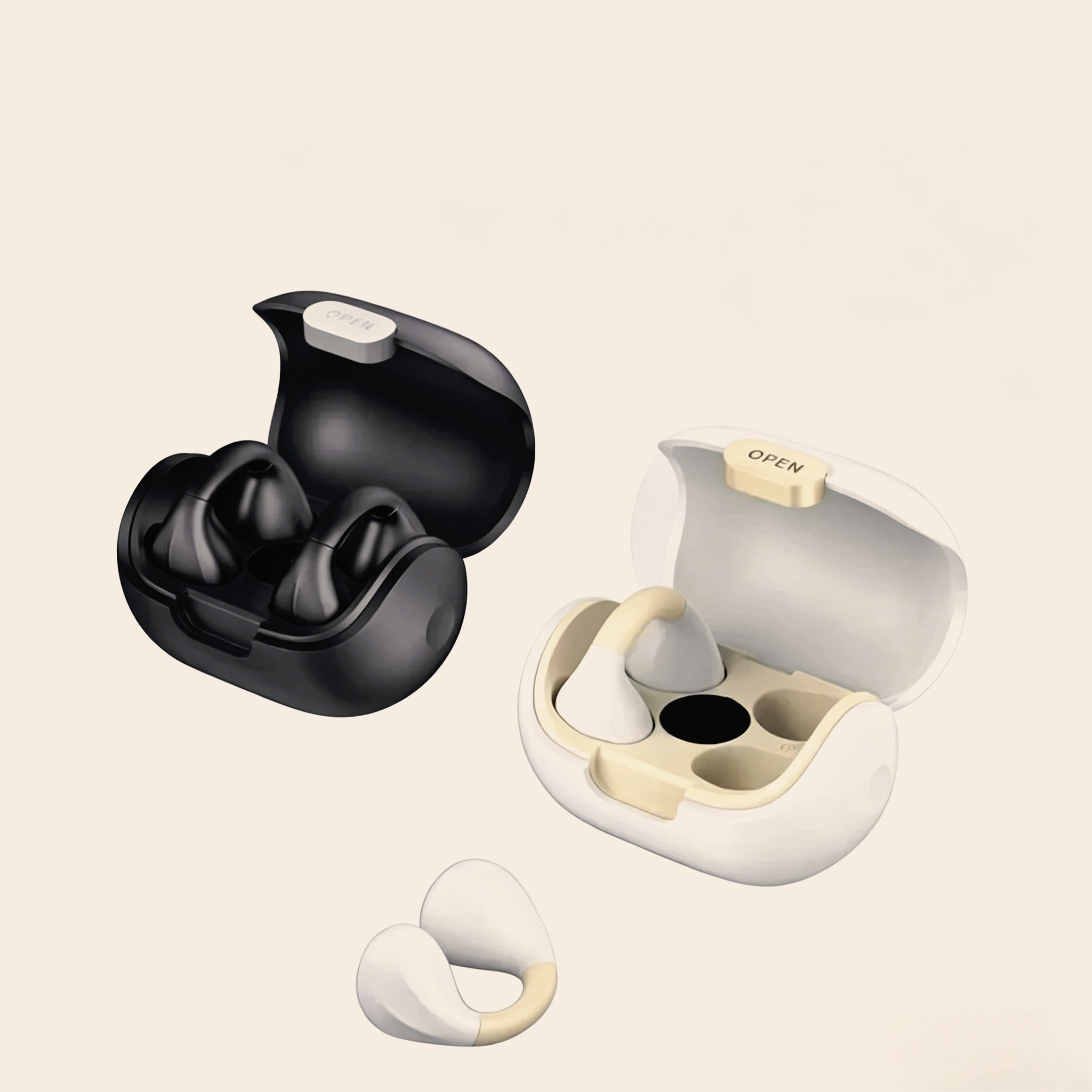 Space Capsule Open Ear Bluetooth Wireless Earphones With Digital Display Ear Clip Design – view 1