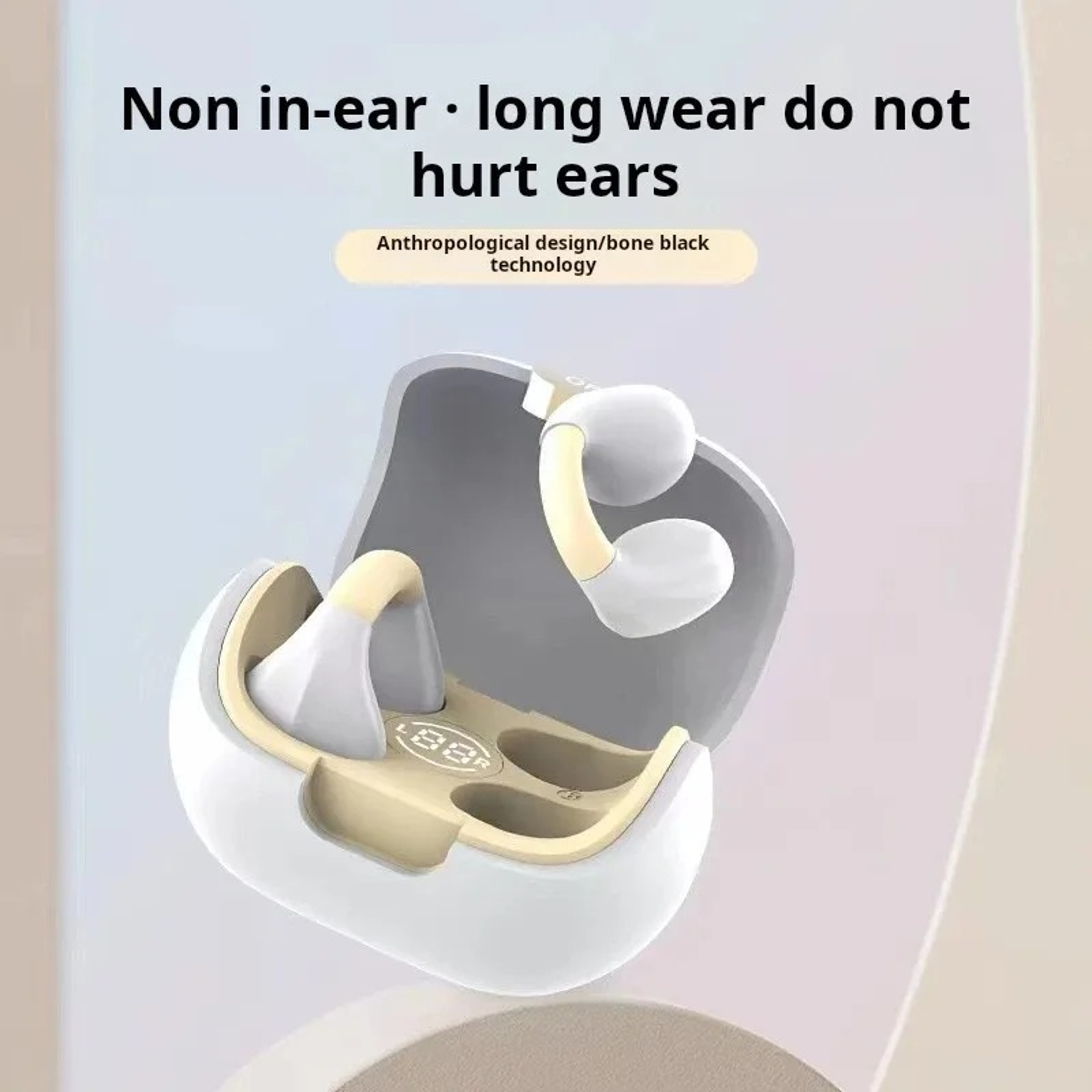 Space Capsule Open Ear Bluetooth Wireless Earphones With Digital Display Ear Clip Design – view 2