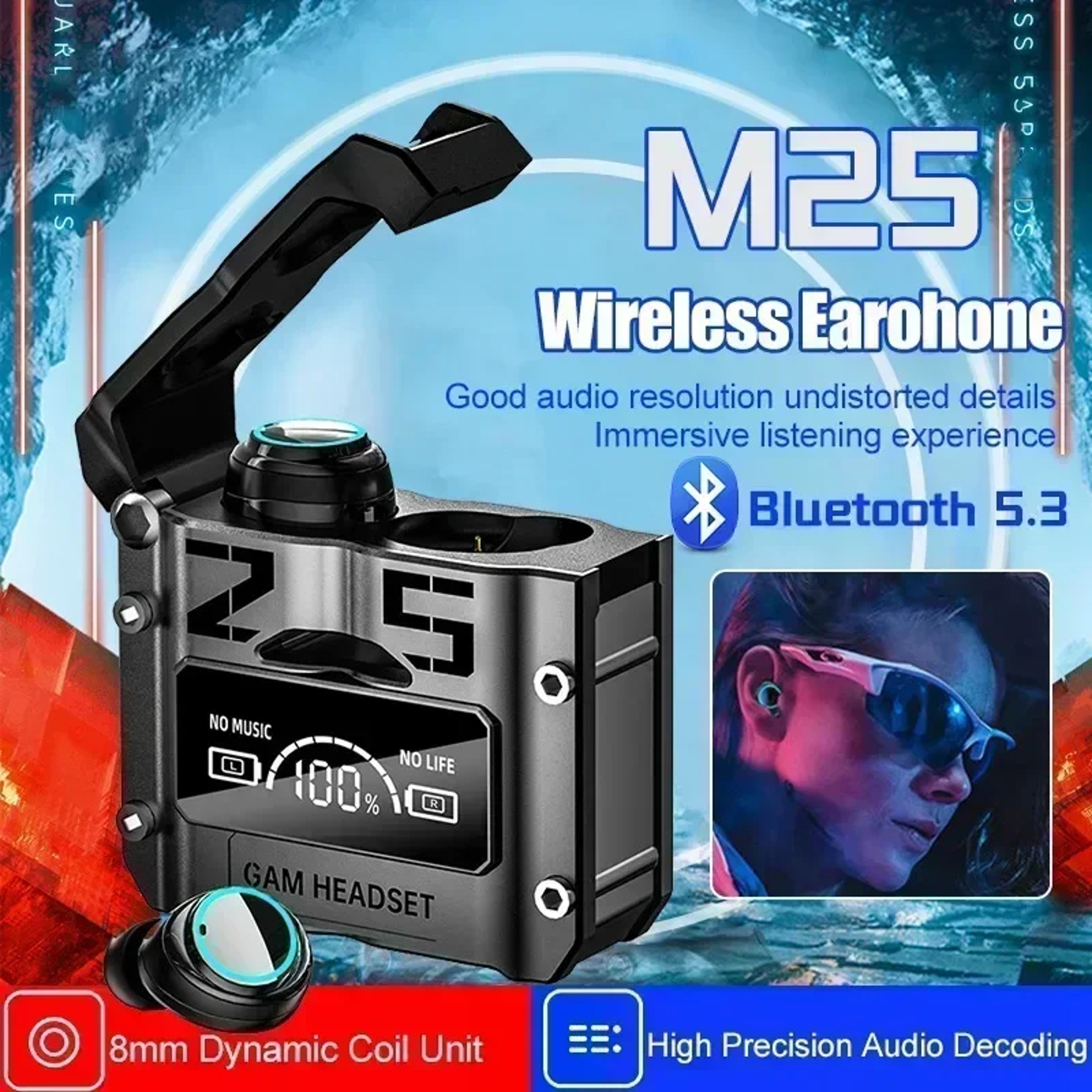 Bluetooth Wireless Earbuds with LED Display Touch Control Stereo Headphones – view 3