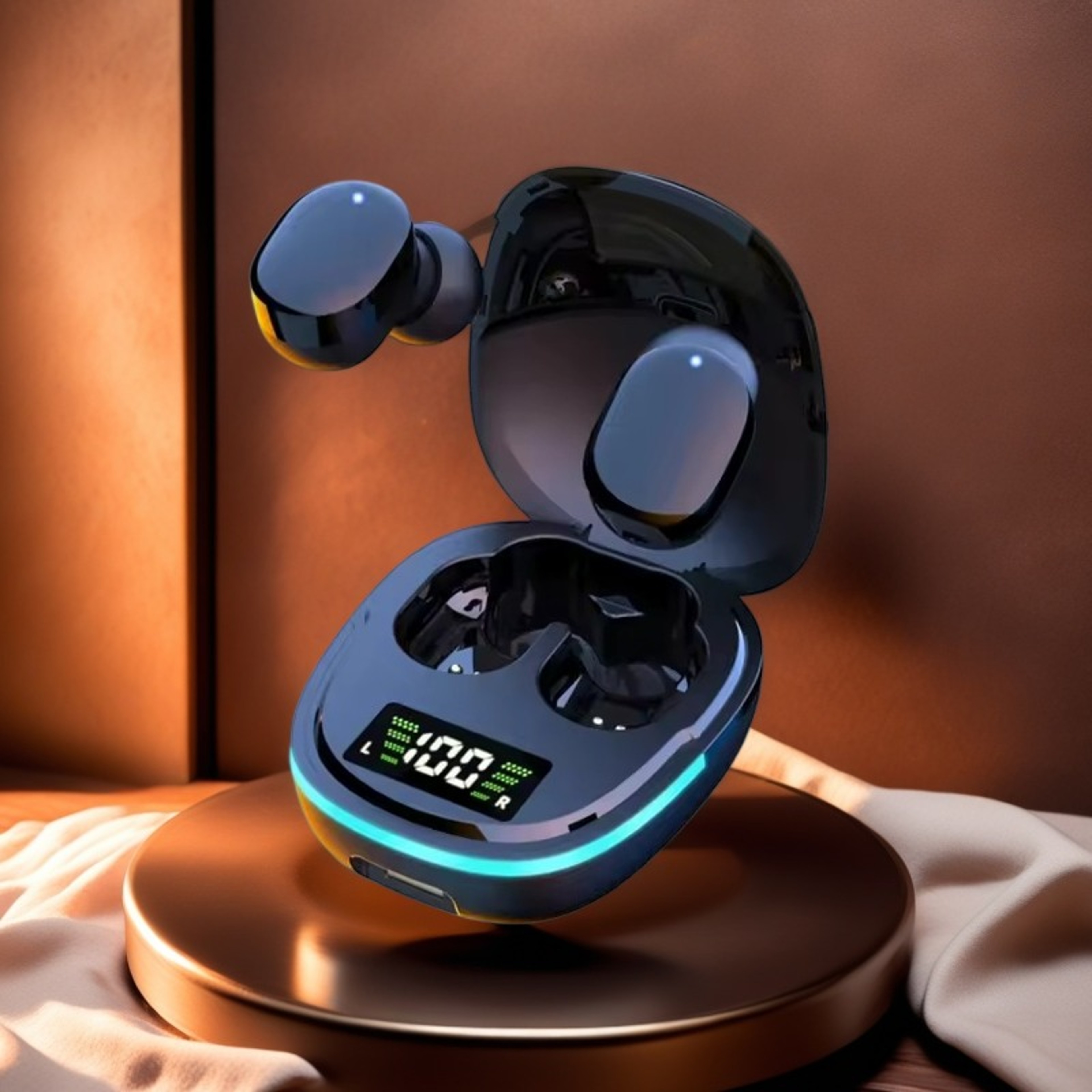 Waterproof Earbuds with Digital Display Charging Case – view 1