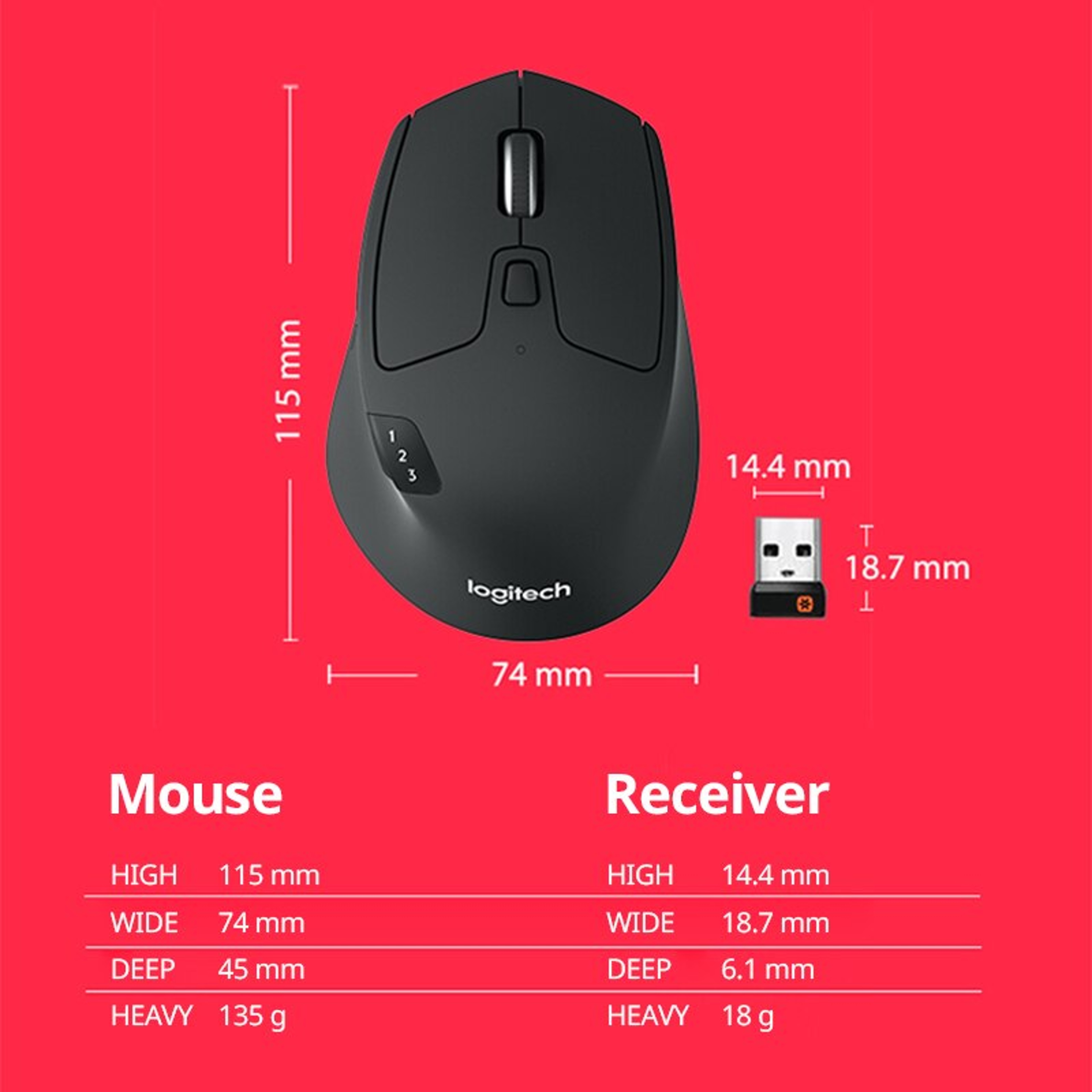 Logitech Wireless Bluetooth Mouse Multi Device Ergonomic Office Mouse – view 5