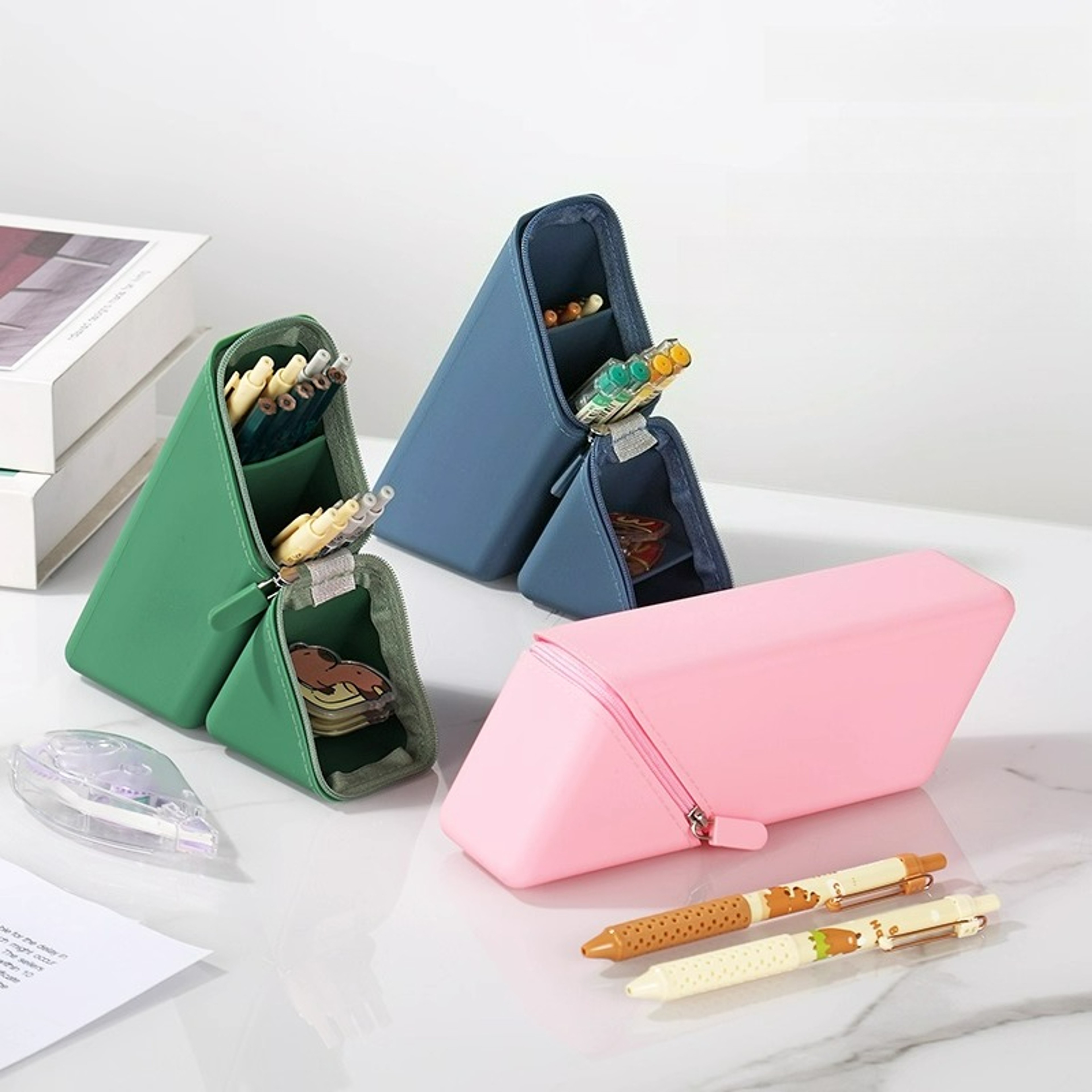 Creative Silicone Pencil Case Large Capacity Multi Layer Pen Holder for School Office Desk Storage – view 1