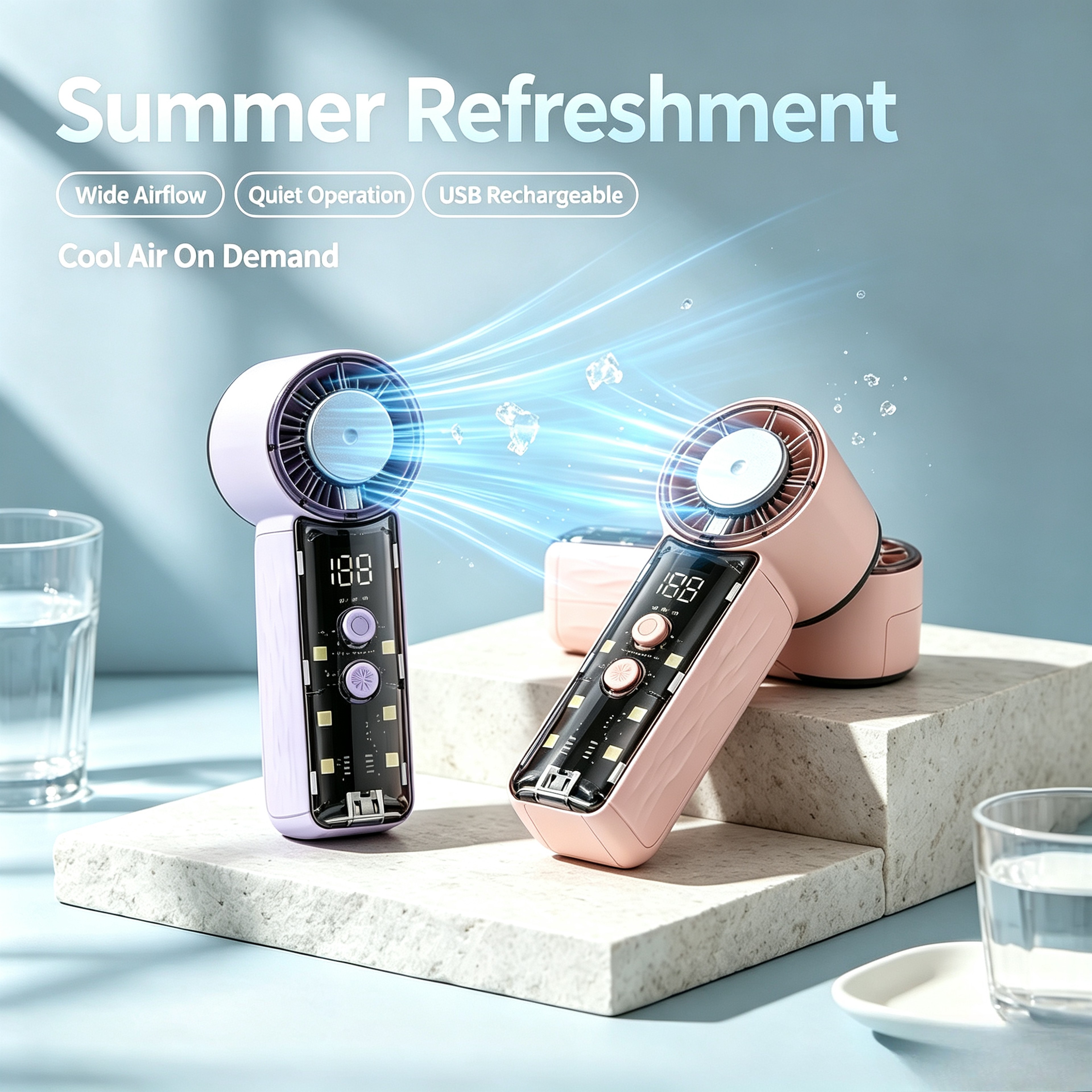 Portable Handheld Fan Mini USB Rechargeable Personal Travel Cooling Fan for Outdoors – view 3