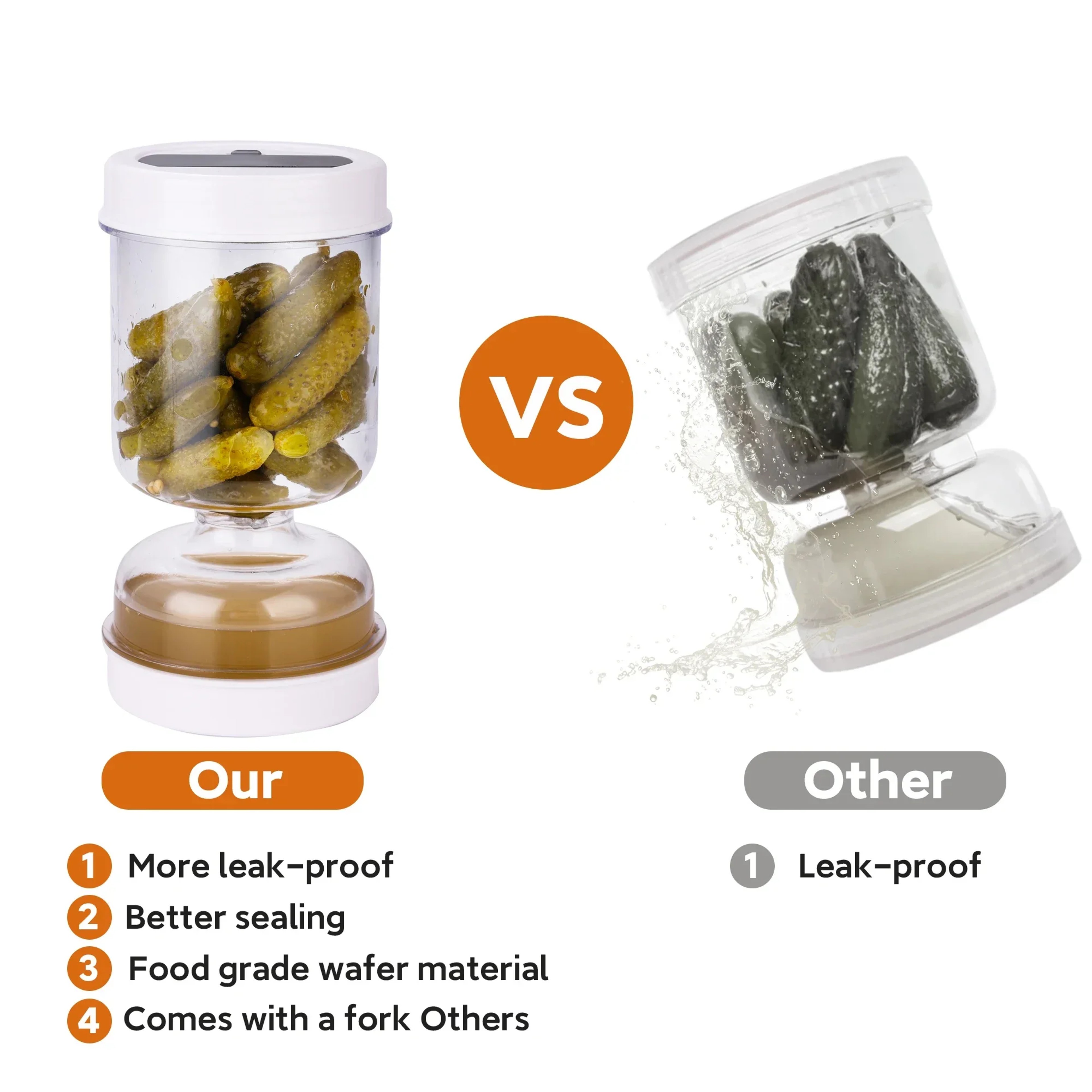 Olive Pickle Strainer Jar Airtight Flip Container with Built In Drain Basket for Kitchen Storage – view 4