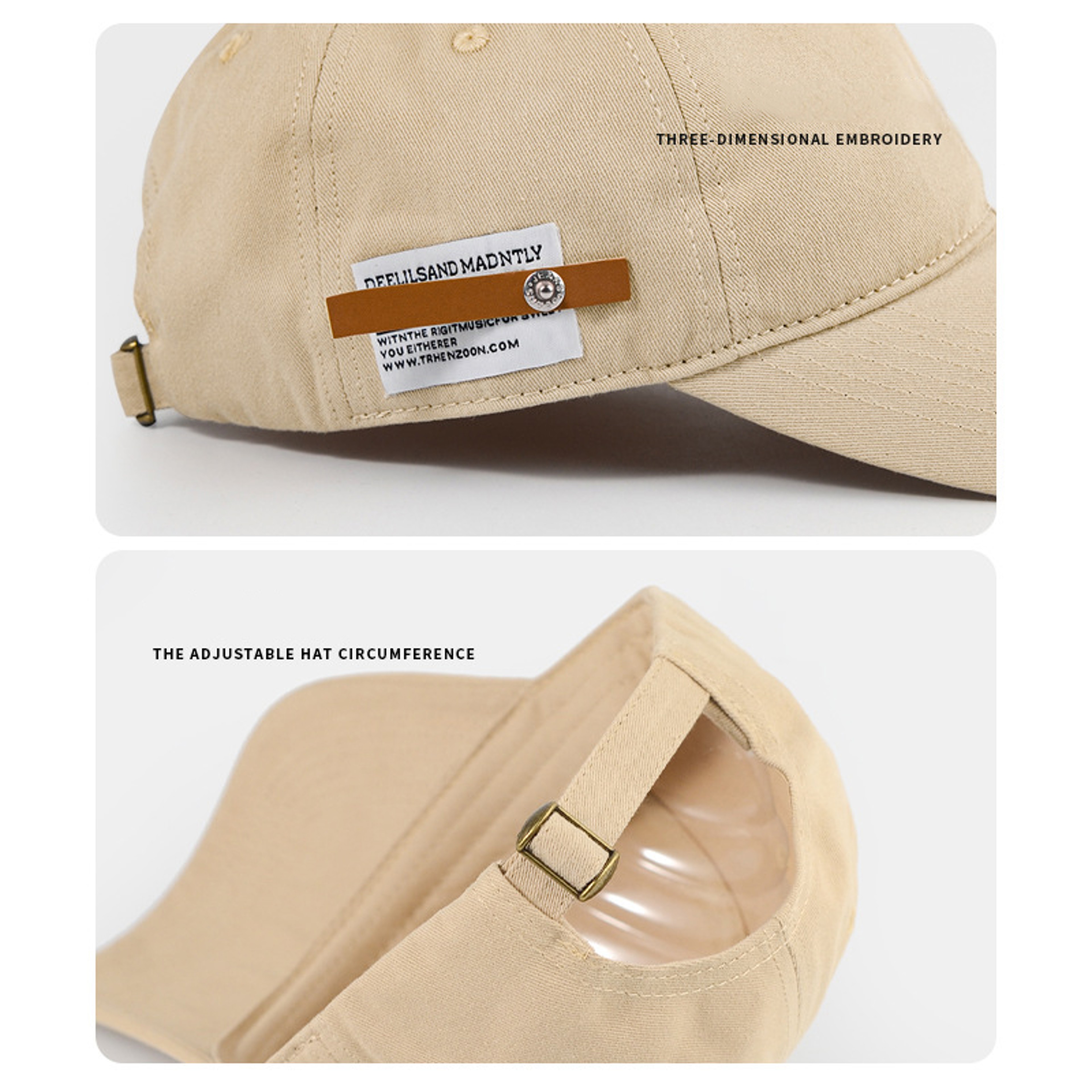 Retro Leather Label Baseball Cap Adjustable Unisex Snapback Hat for Outdoor Sports – view 5