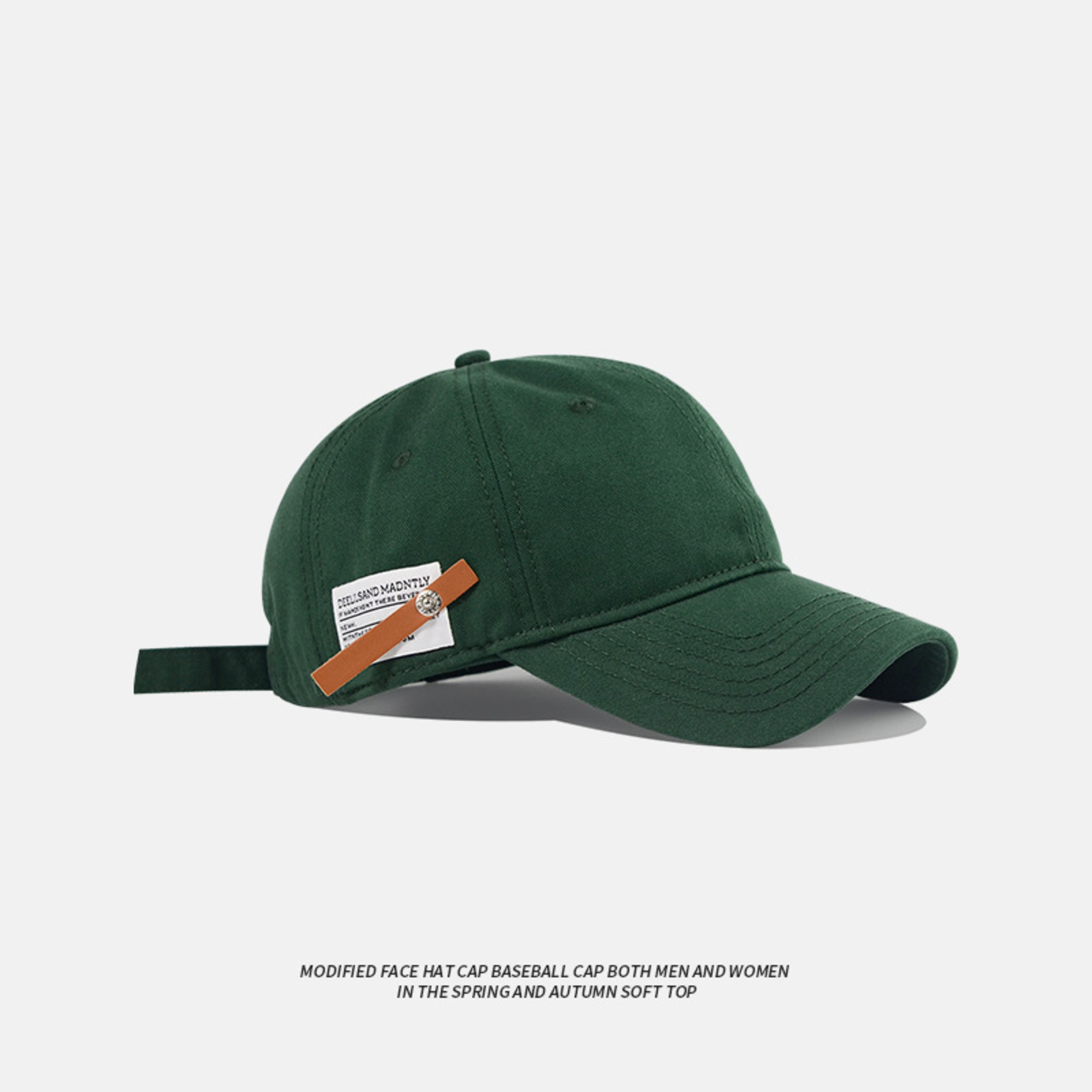 Retro Leather Label Baseball Cap Adjustable Unisex Snapback Hat for Outdoor Sports – view 9