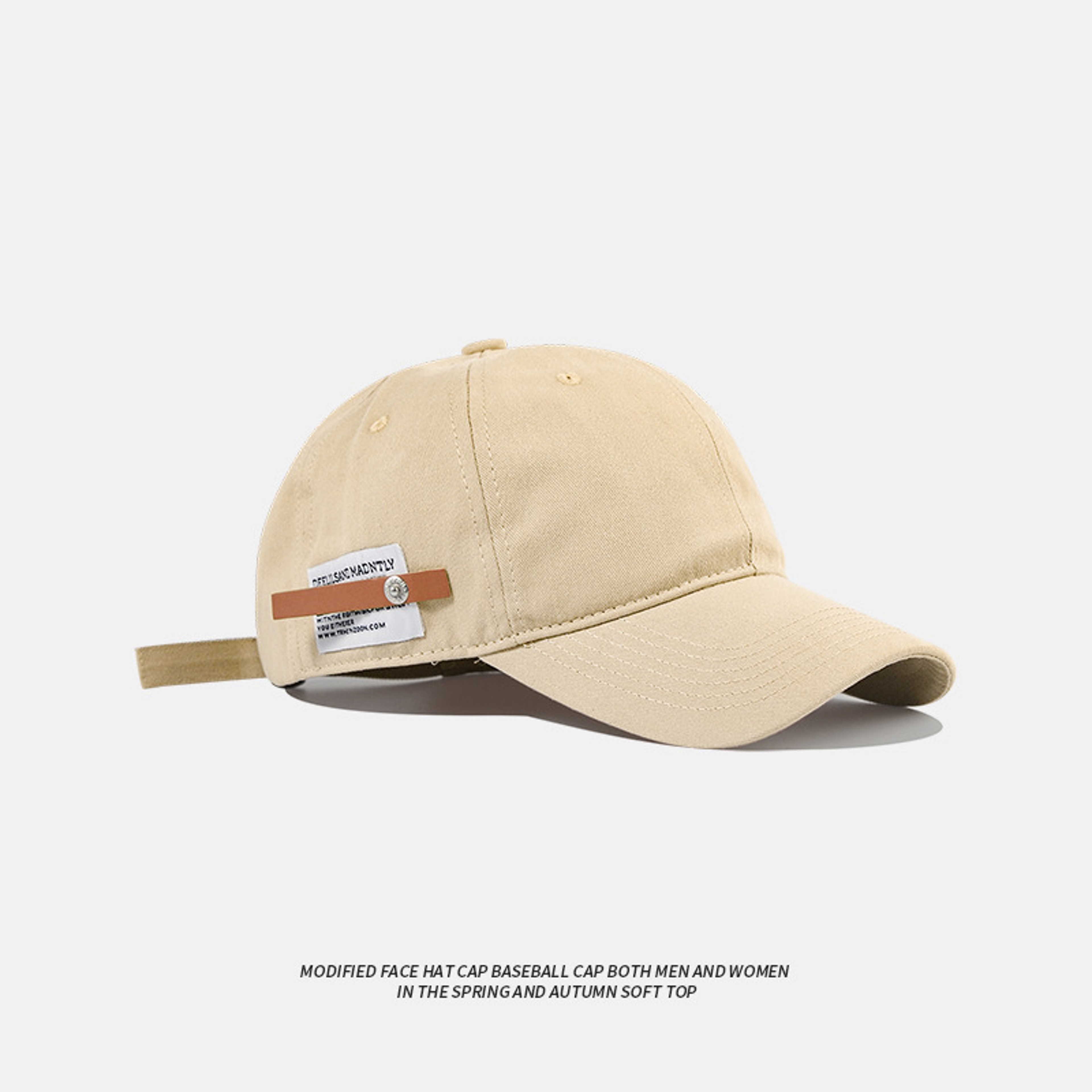 Retro Leather Label Baseball Cap Adjustable Unisex Snapback Hat for Outdoor Sports – view 10