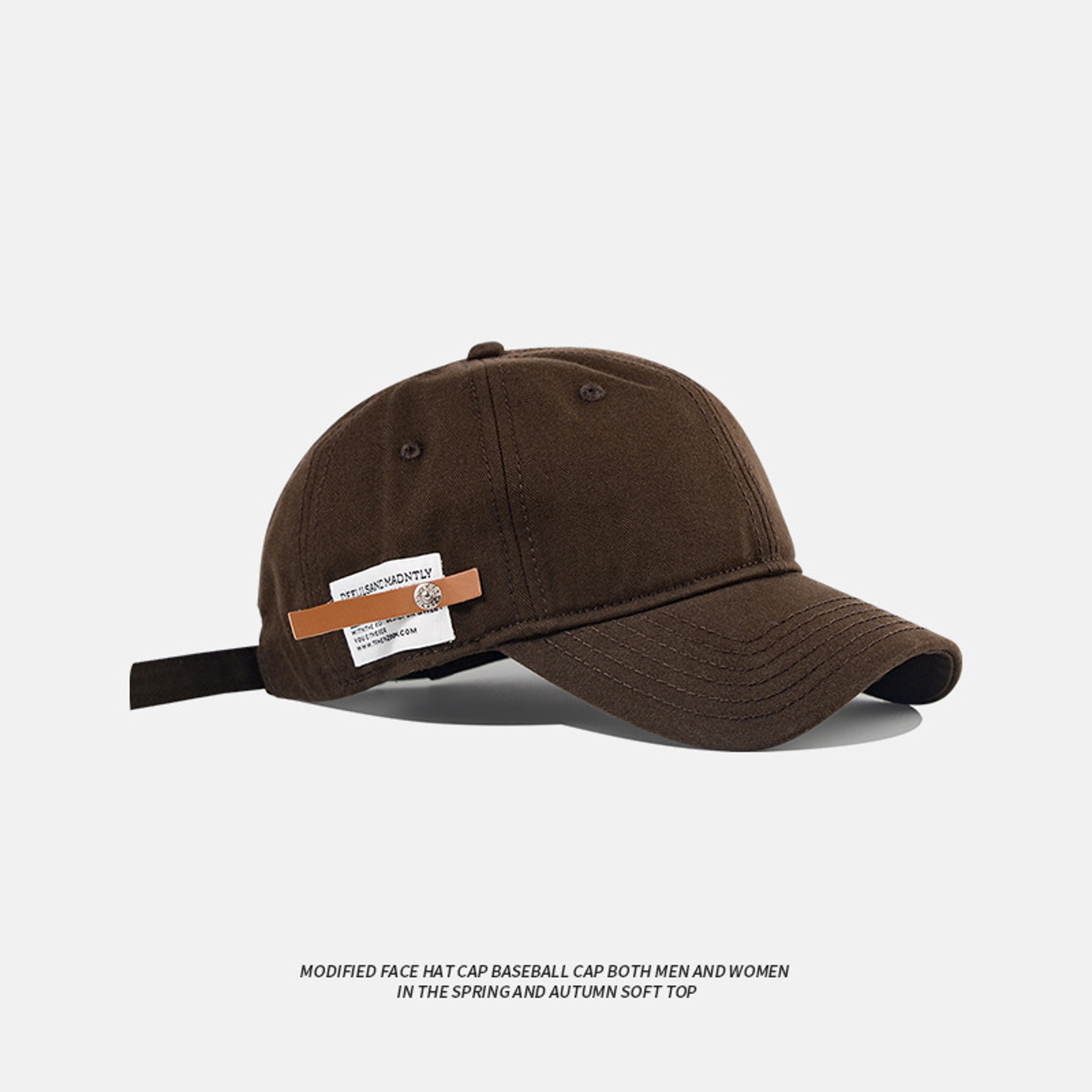 Retro Leather Label Baseball Cap Adjustable Unisex Snapback Hat for Outdoor Sports – view 11